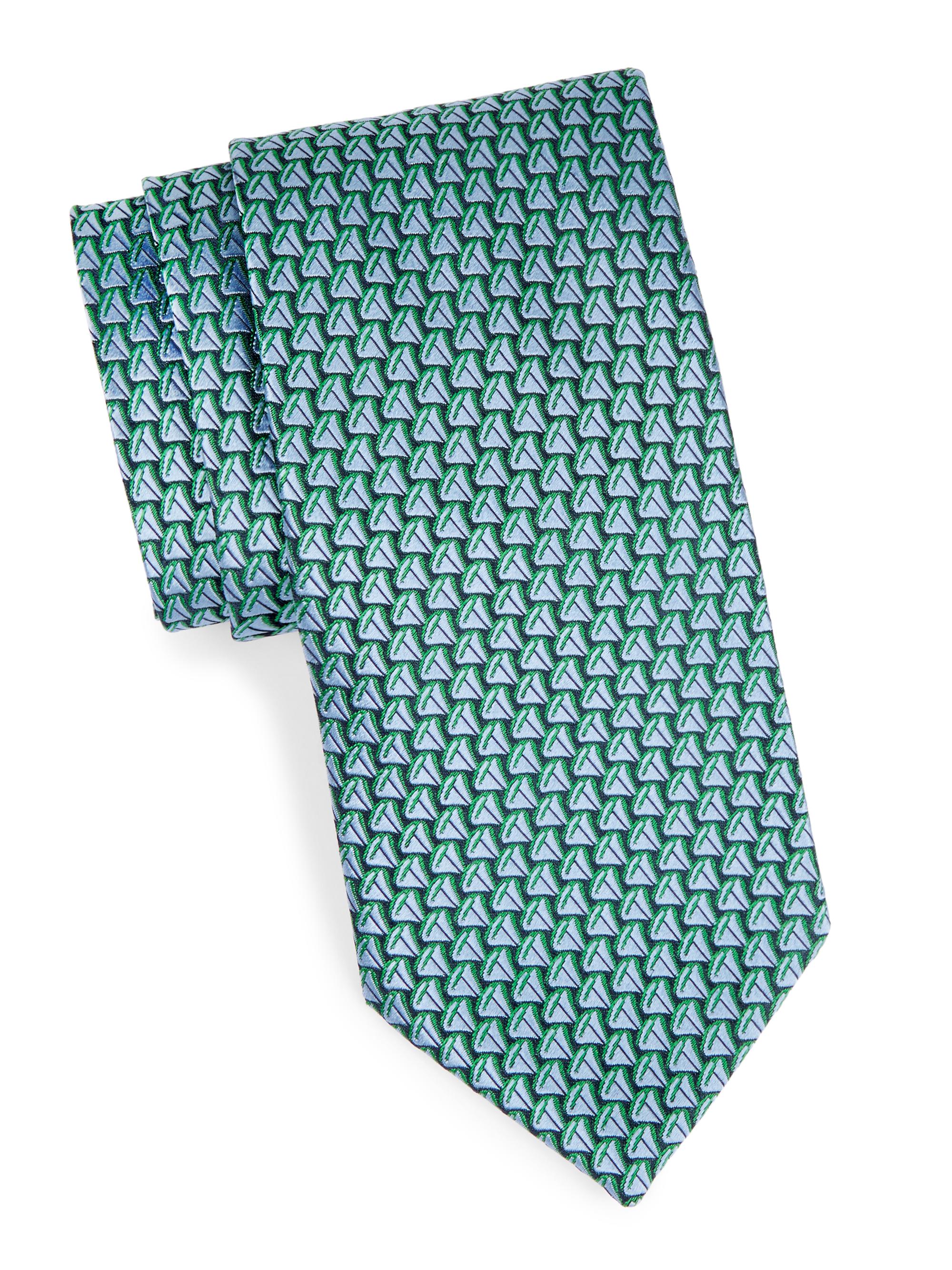 Charvet Men's Sailboat Silk Jacquard Tie - Navy Green