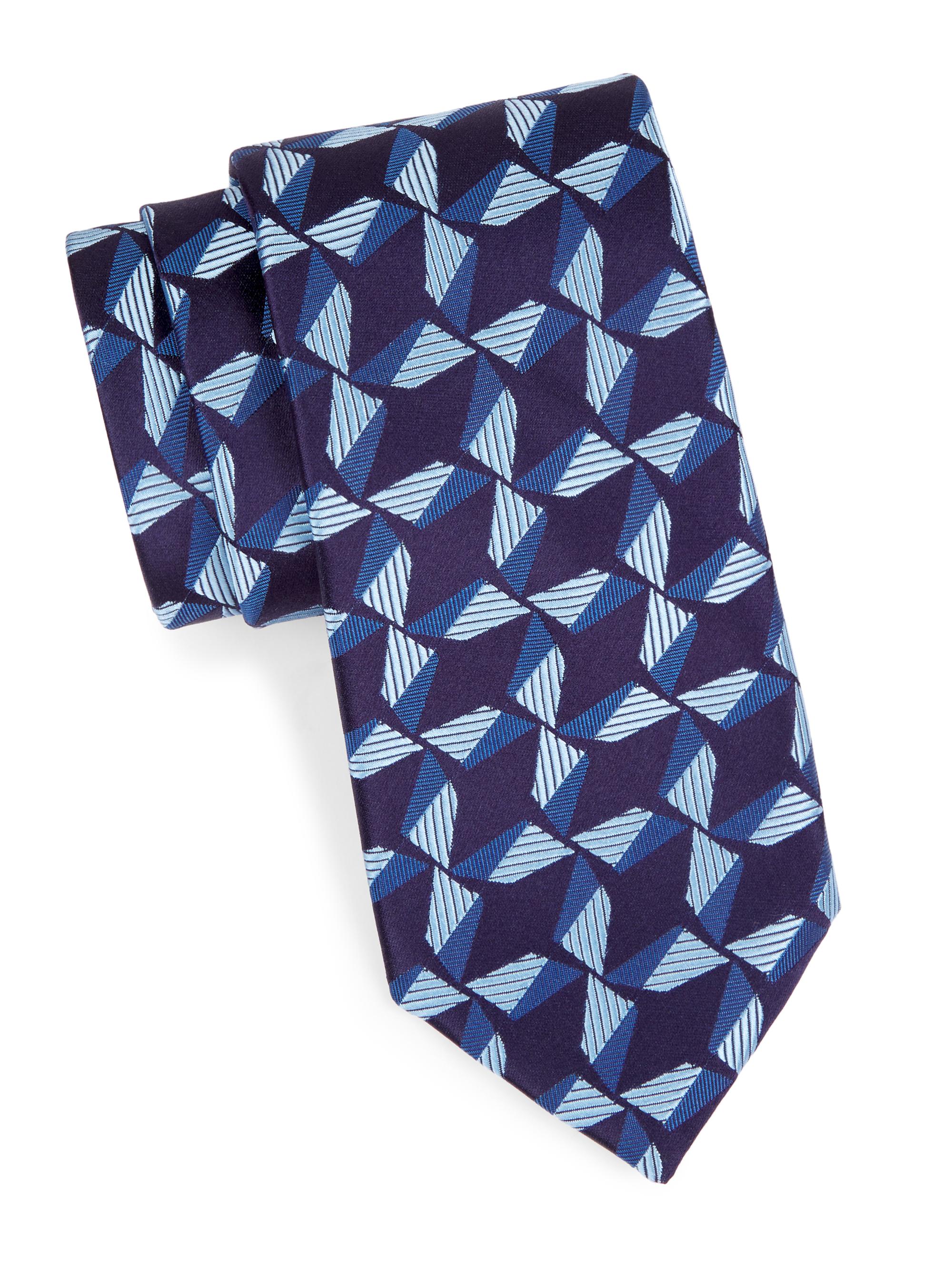 Charvet Men's Windmill Silk Tie - Navy Blue