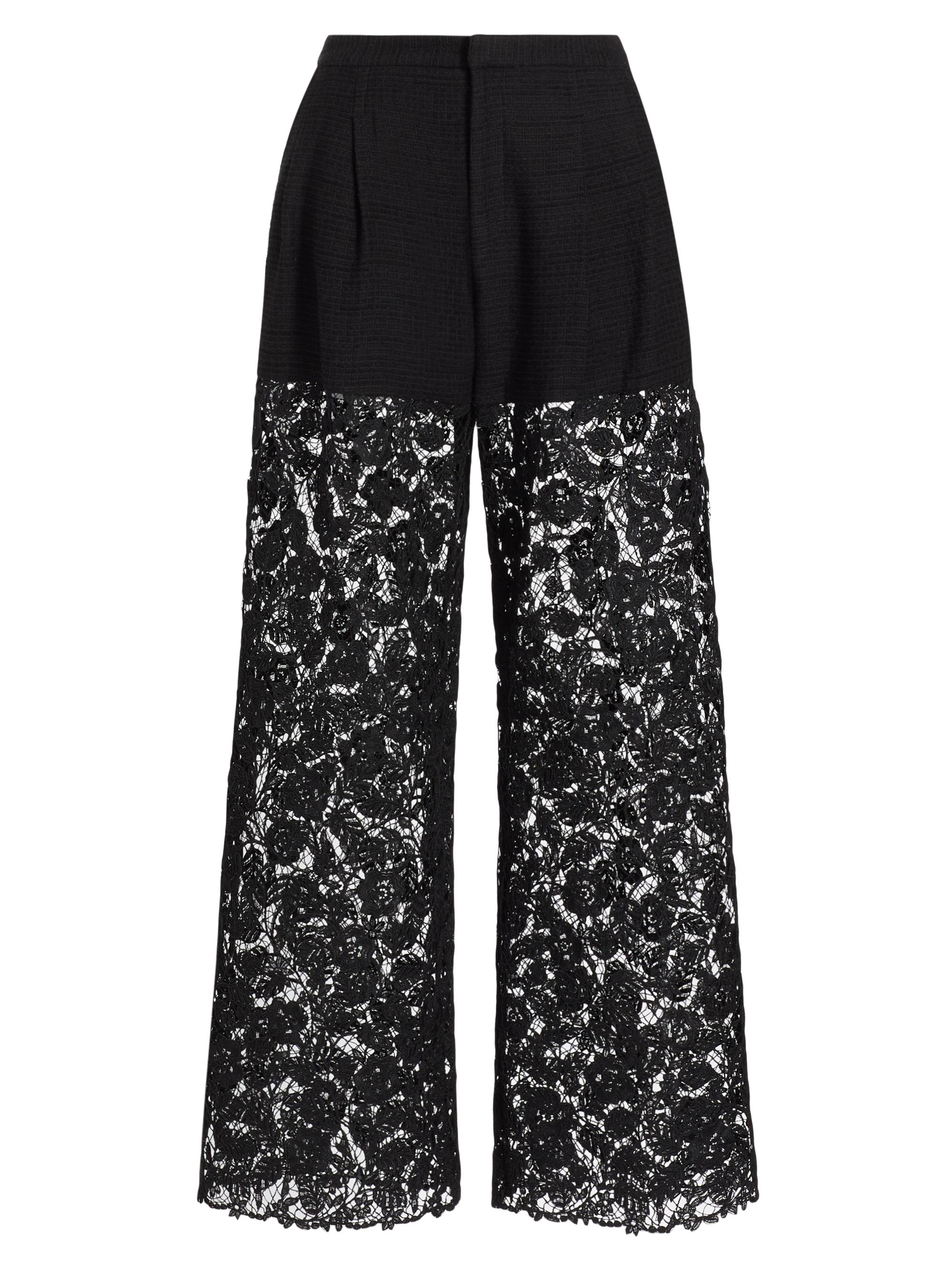 Jason Wu Lace & Crepe-Back Satin Wide-Leg Pants | Saks Fifth Avenue