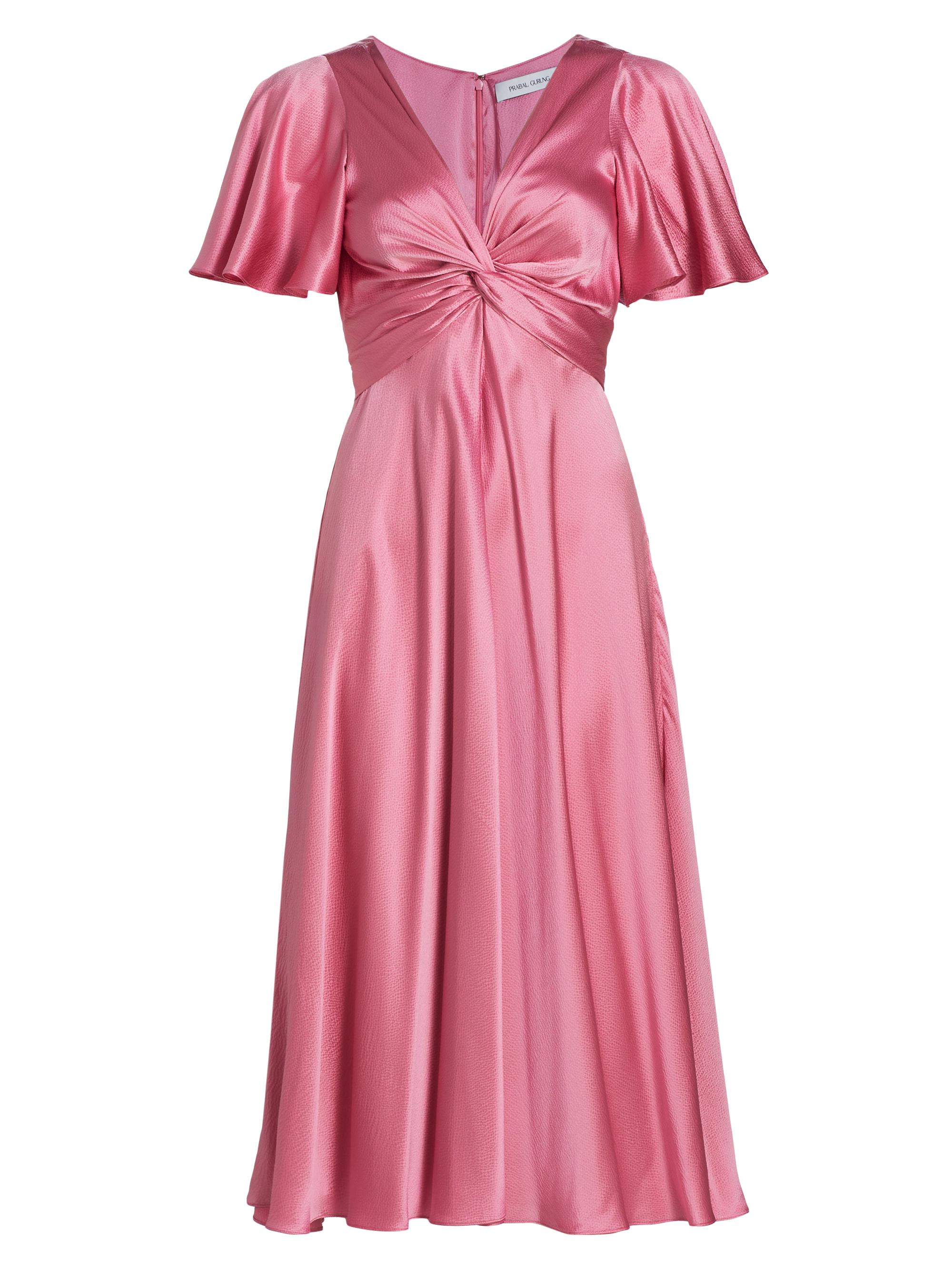 Prabal Gurung Women's Twisted Silk Midi-Dress - Rose