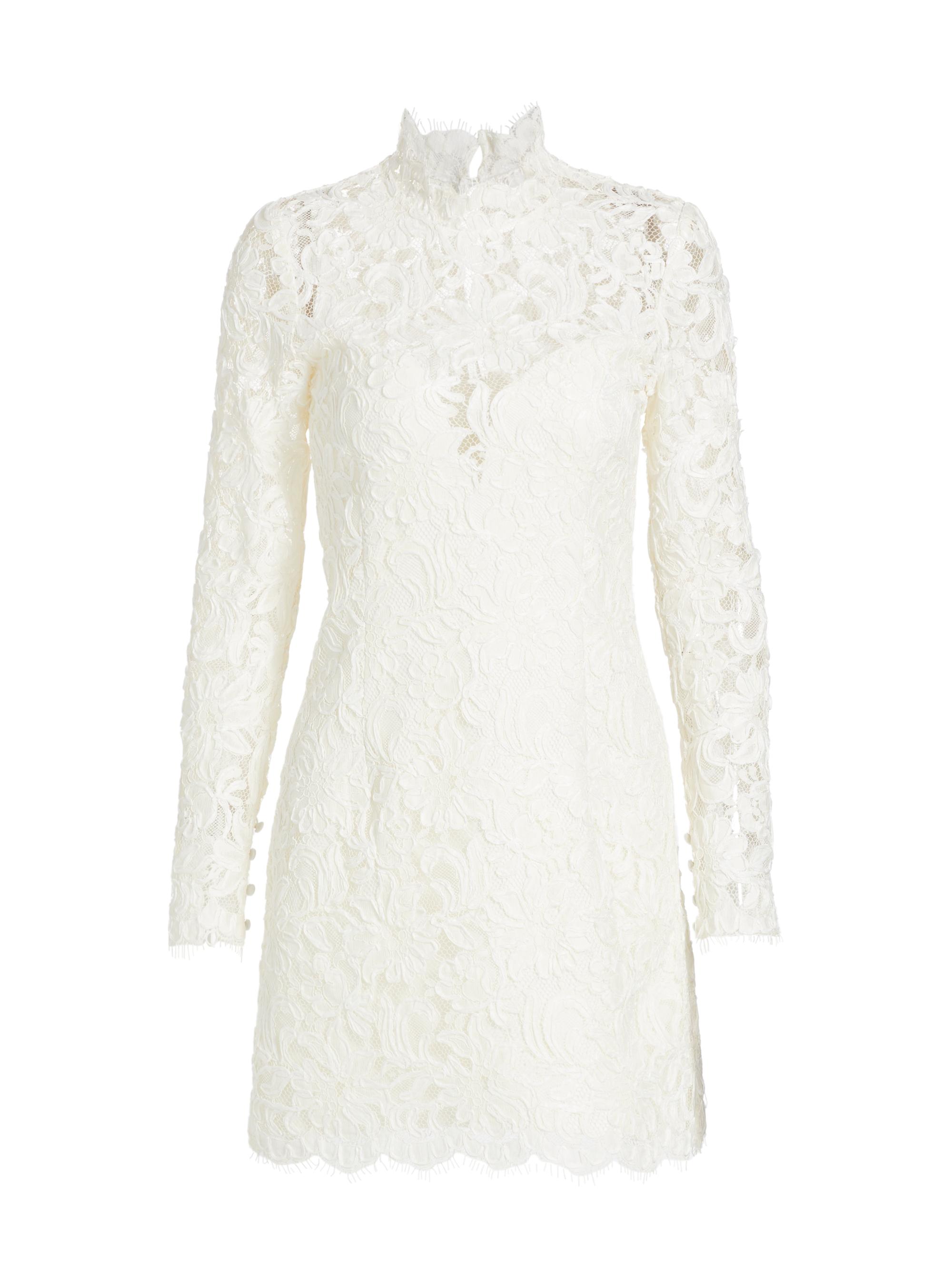 Prabal Gurung Women's Long-Sleeve Embroidered Lace Minidress - White