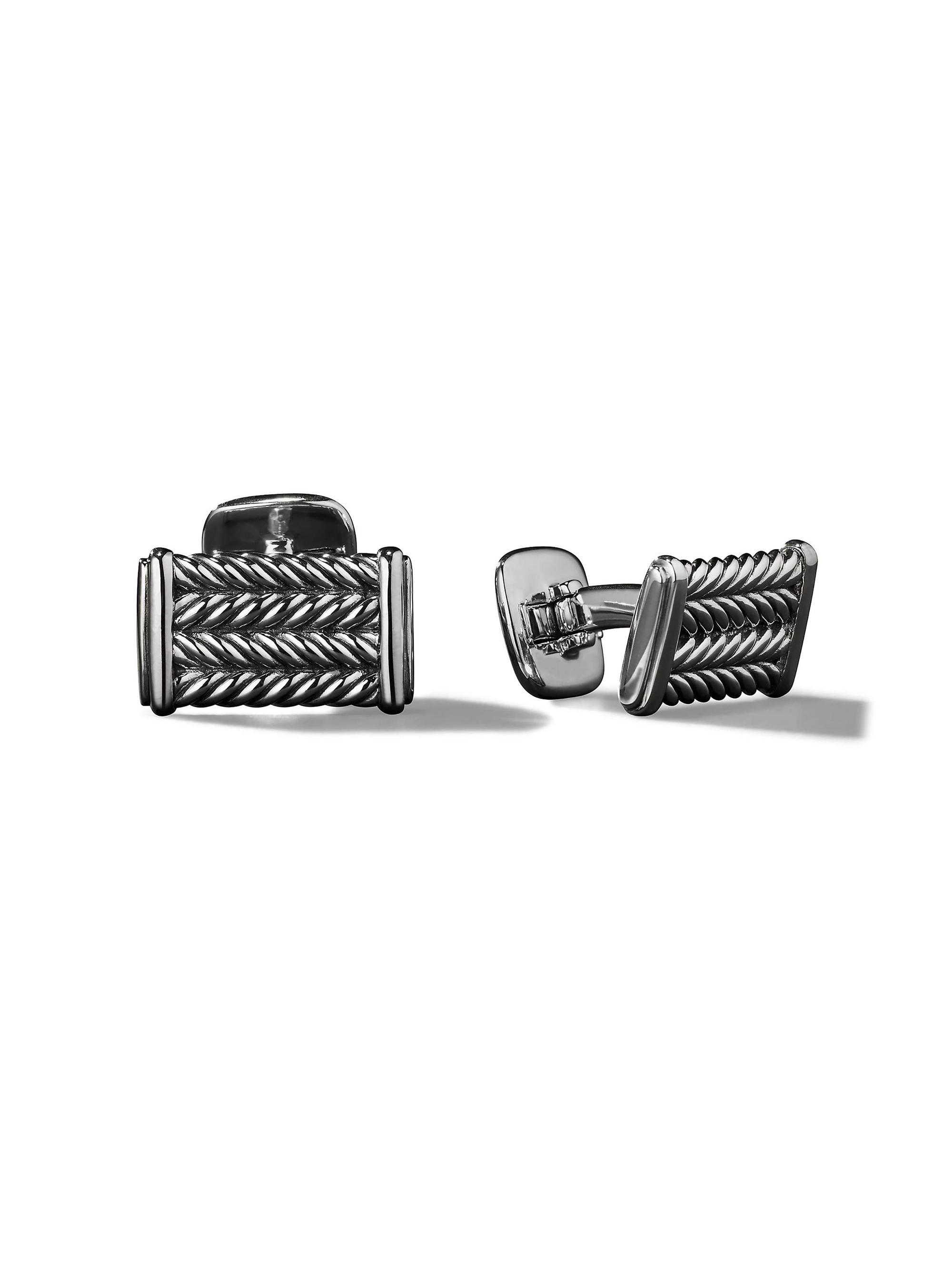 David Yurman Men's Chevron Cufflinks in Sterling Silver, 22.8mm - Silver