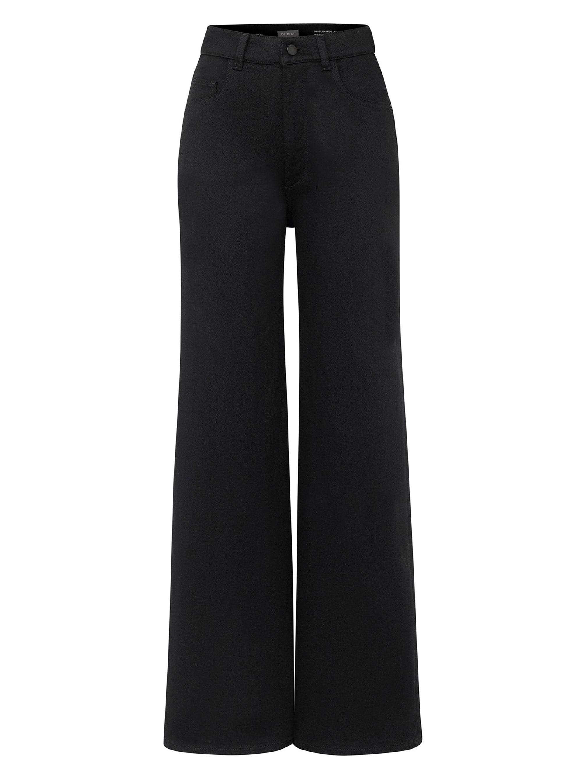 DL1961 Women's Hepburn Wide Leg High Rise Crop Jeans - Jet Black