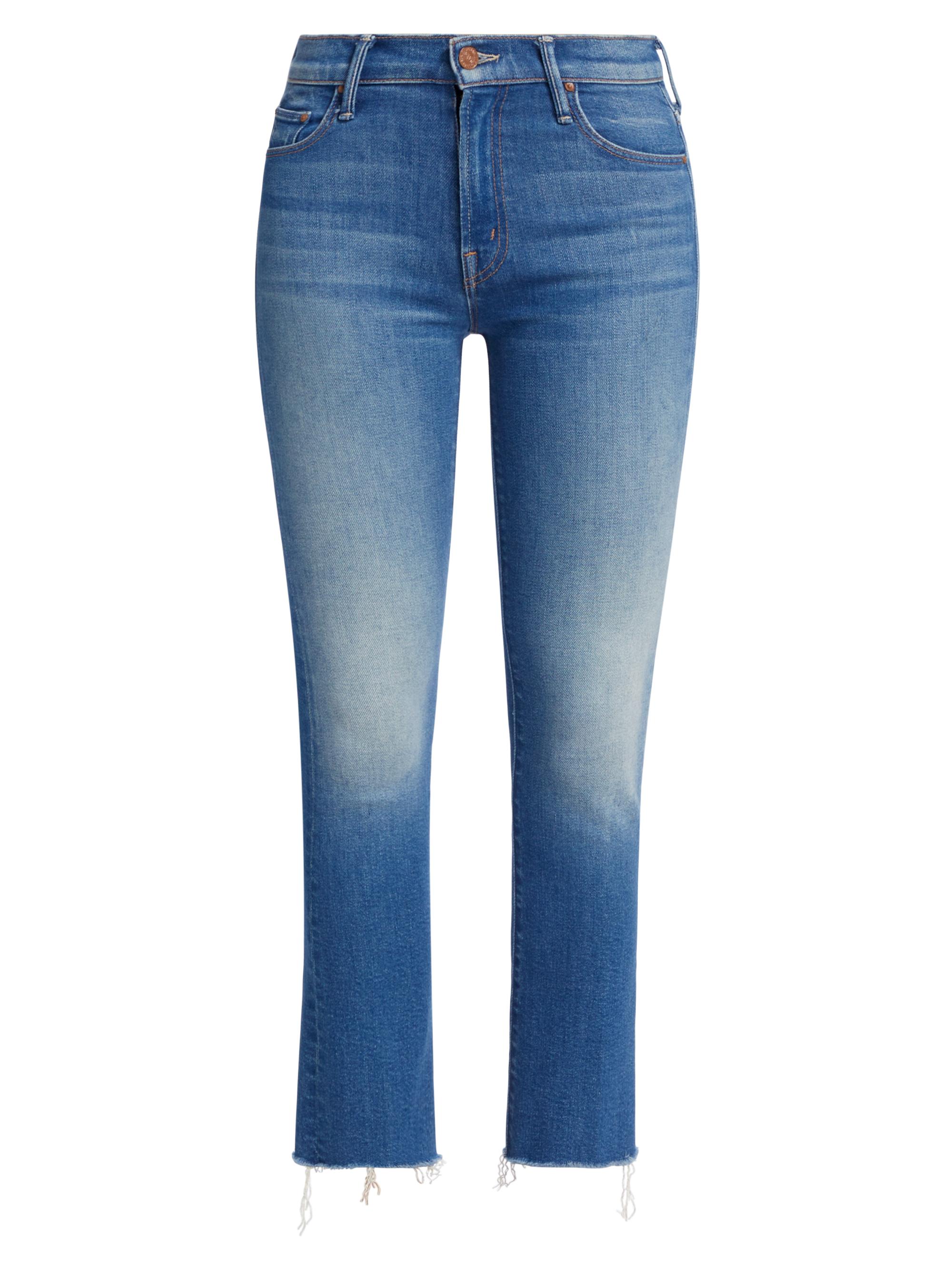 Shop Mother The Insider Mid-Rise Stretch Ankle Fray Jeans | Saks 