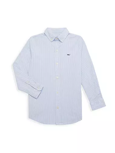 Boys Poplin Button-Up Dress Shirt with Tiger Collar