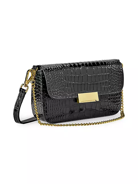 Shop GiGi New York Edie Crocodile-Embossed Leather Shoulder Bag | Saks ...