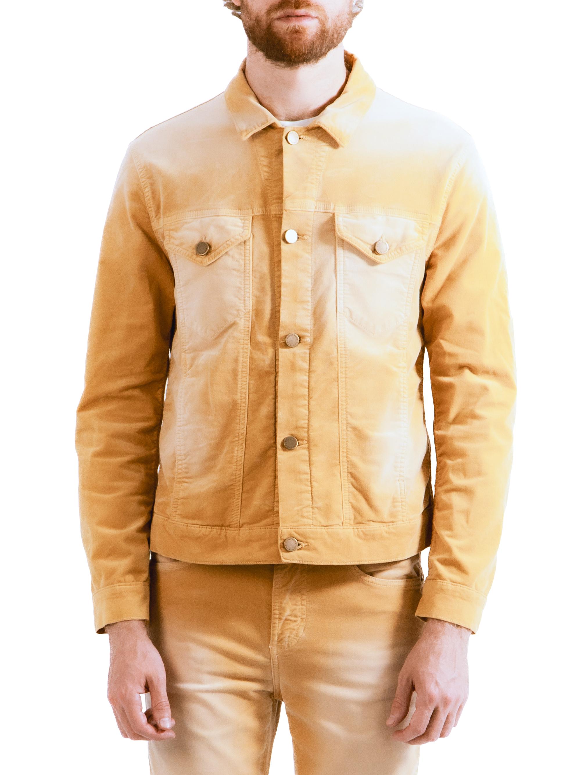 Monfrère Men's Dean Velvet Tie-Dye Trucker Jacket - Aged Biscotti