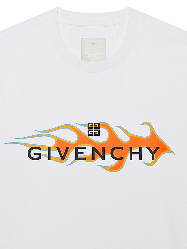 Shop Givenchy Slim Fit T-Shirt In Cotton With Flames Print Shop Givenchy Slim Fit T-Shirt In Cotton With Flames Print