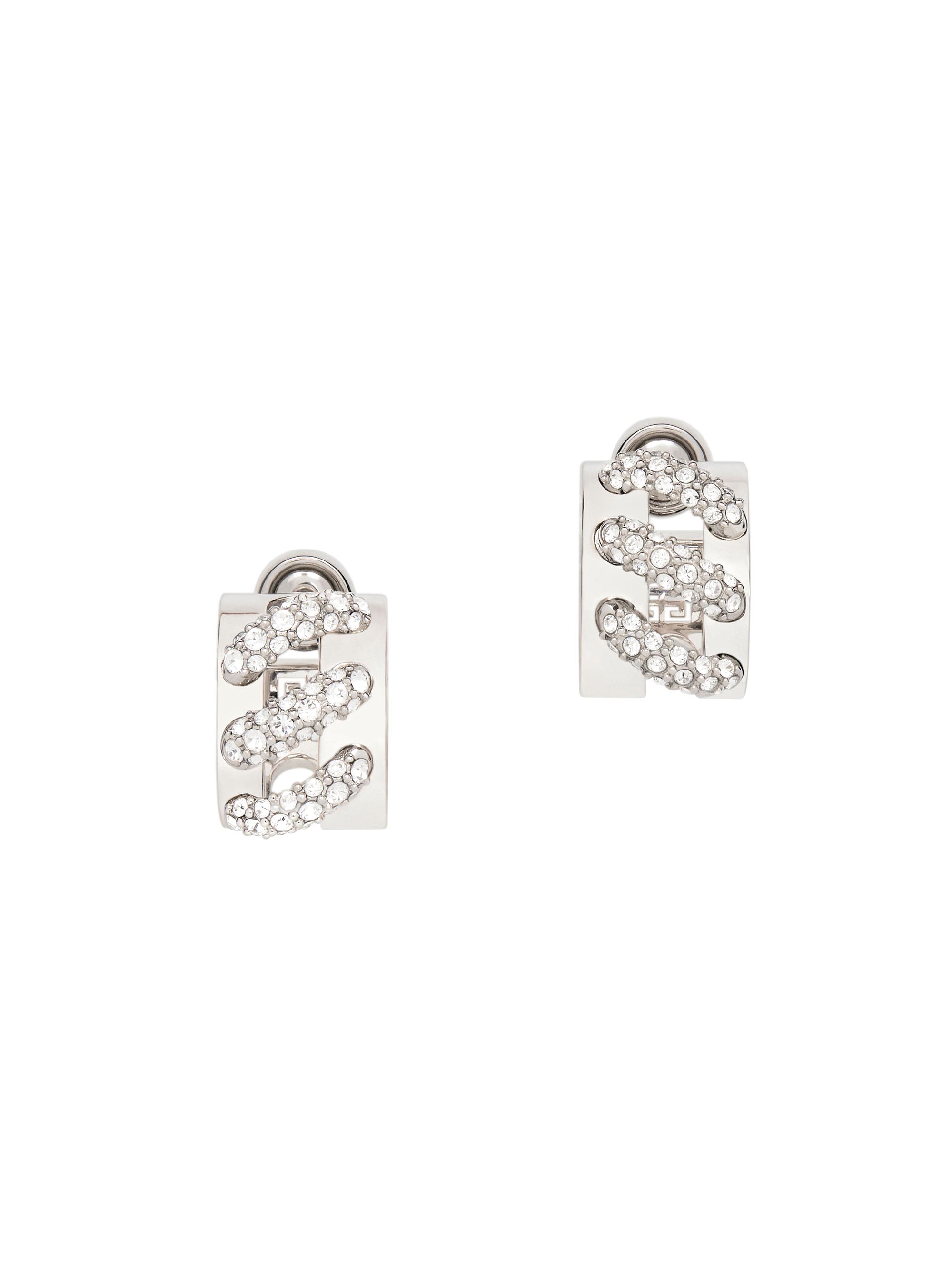 Givenchy Women's Stitch Hoop Earrings In Metal With Crystals - Silvery