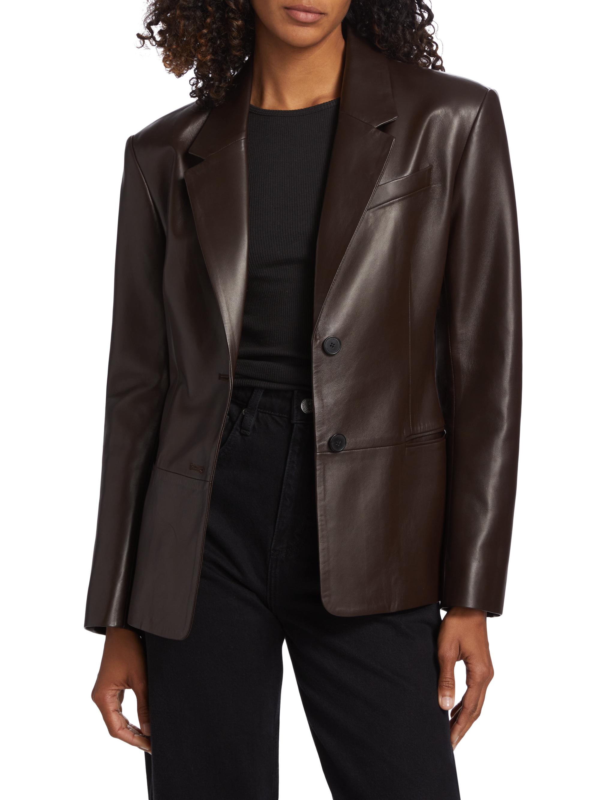 FRAME Femme Leather Two-Button Blazer | Saks Fifth Avenue
