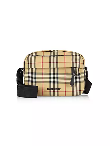 Burberry Men's Check Wool and Leather Shopper Tote Bag