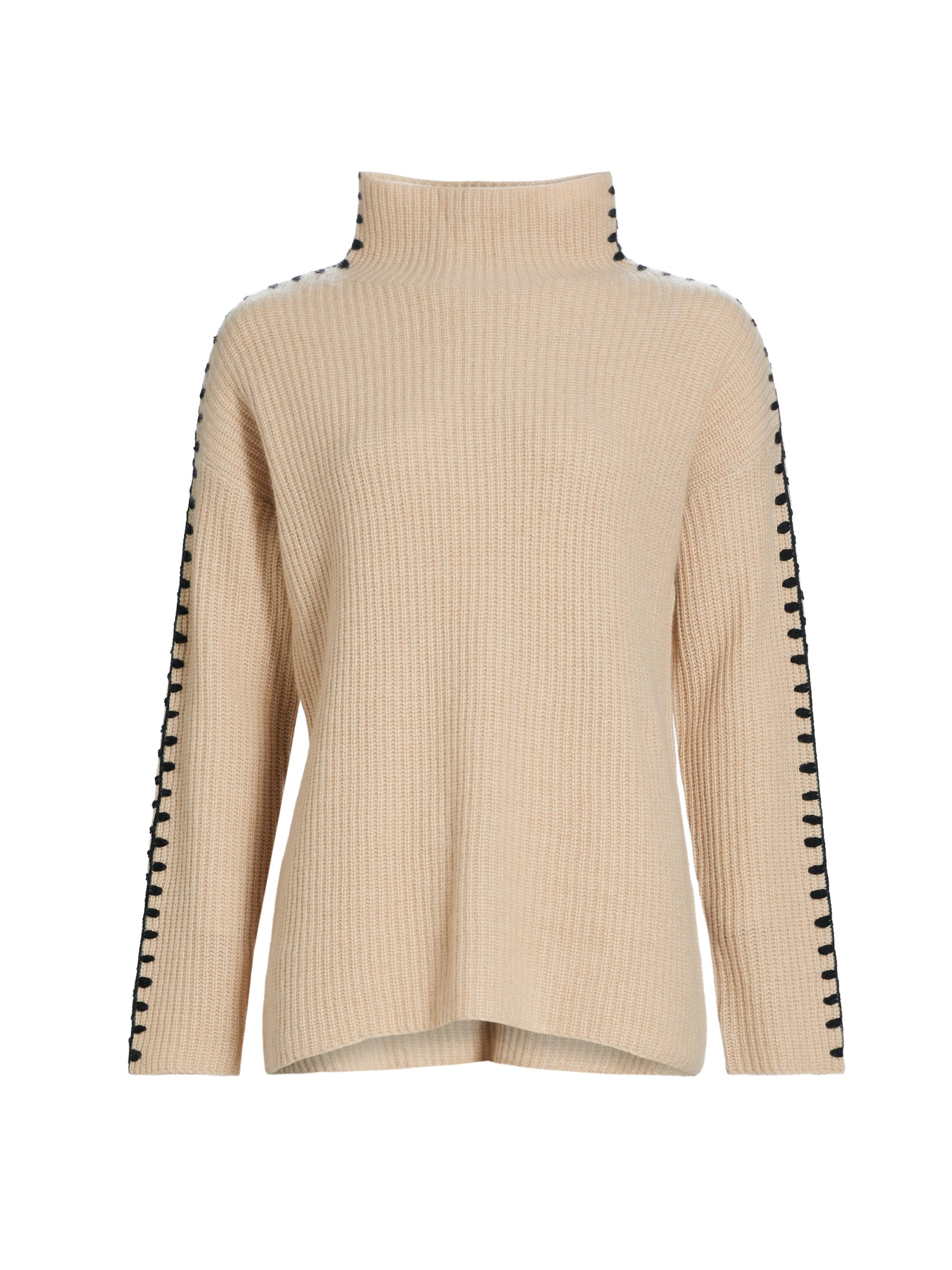 Elie Tahari Women's The Alia Cashmere Whipstitch Sweater - Light Saddle