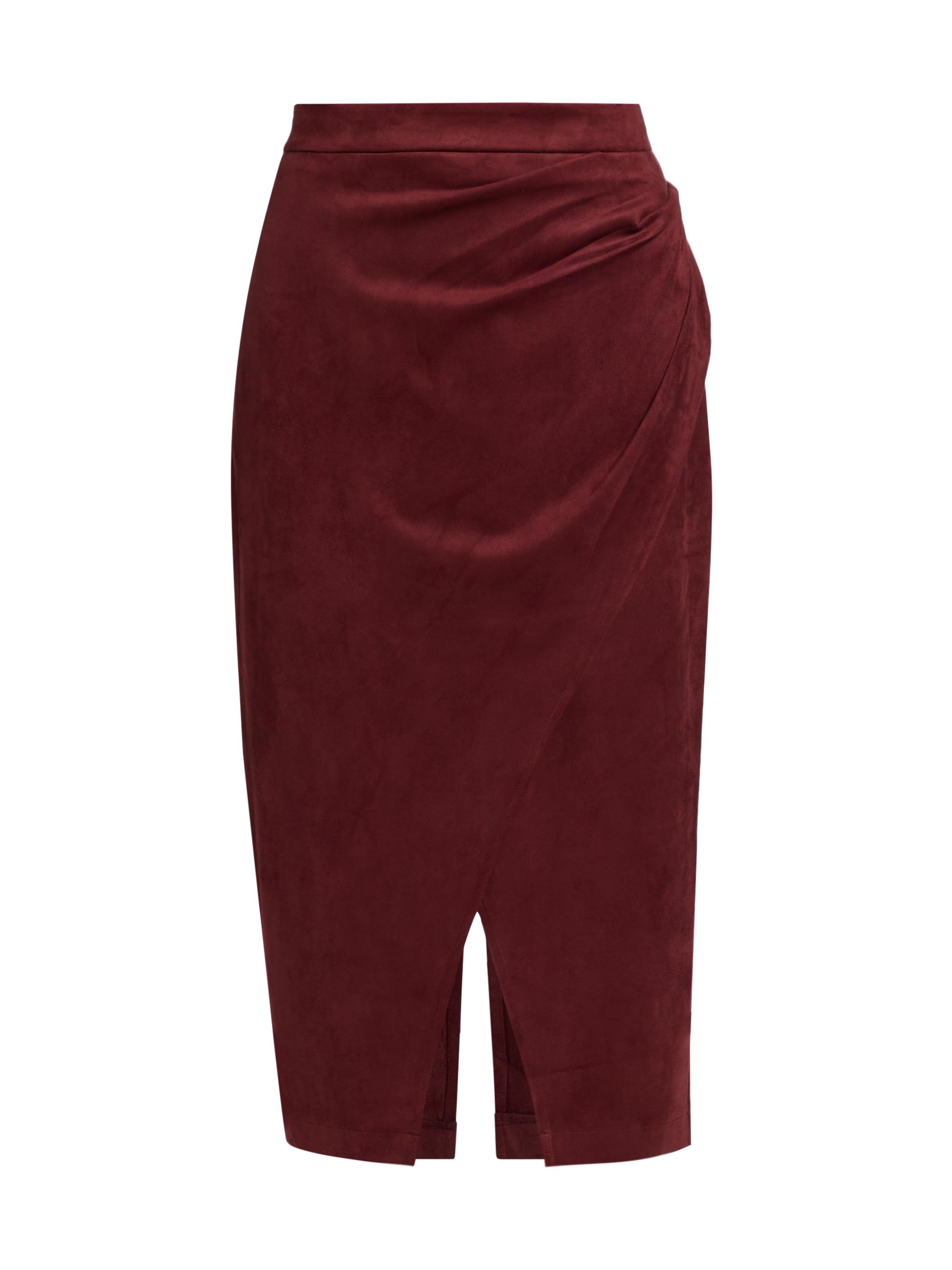 Elie Tahari Women's Faux-Suede Wrap Midi-Skirt - Black Cherry