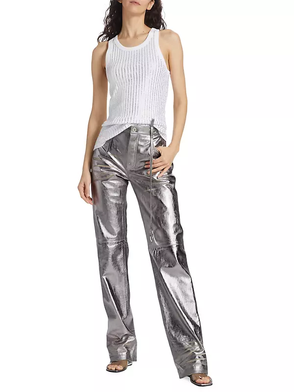 Shop The Attico Slashed Metallic Leather Pants | Saks Fifth Avenue