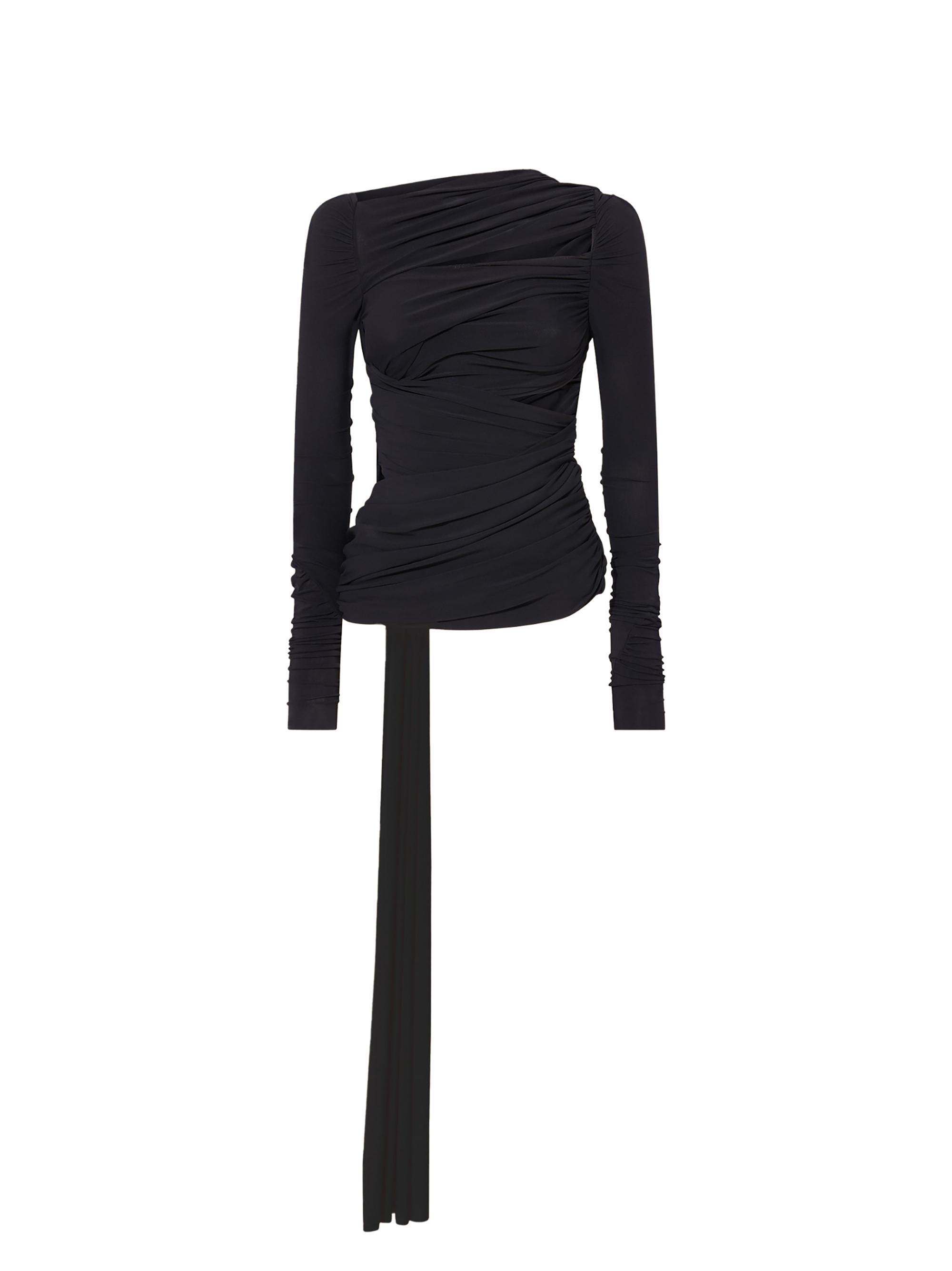 The Attico Women's Draped Long-Sleeve Cut-Out Top - Black