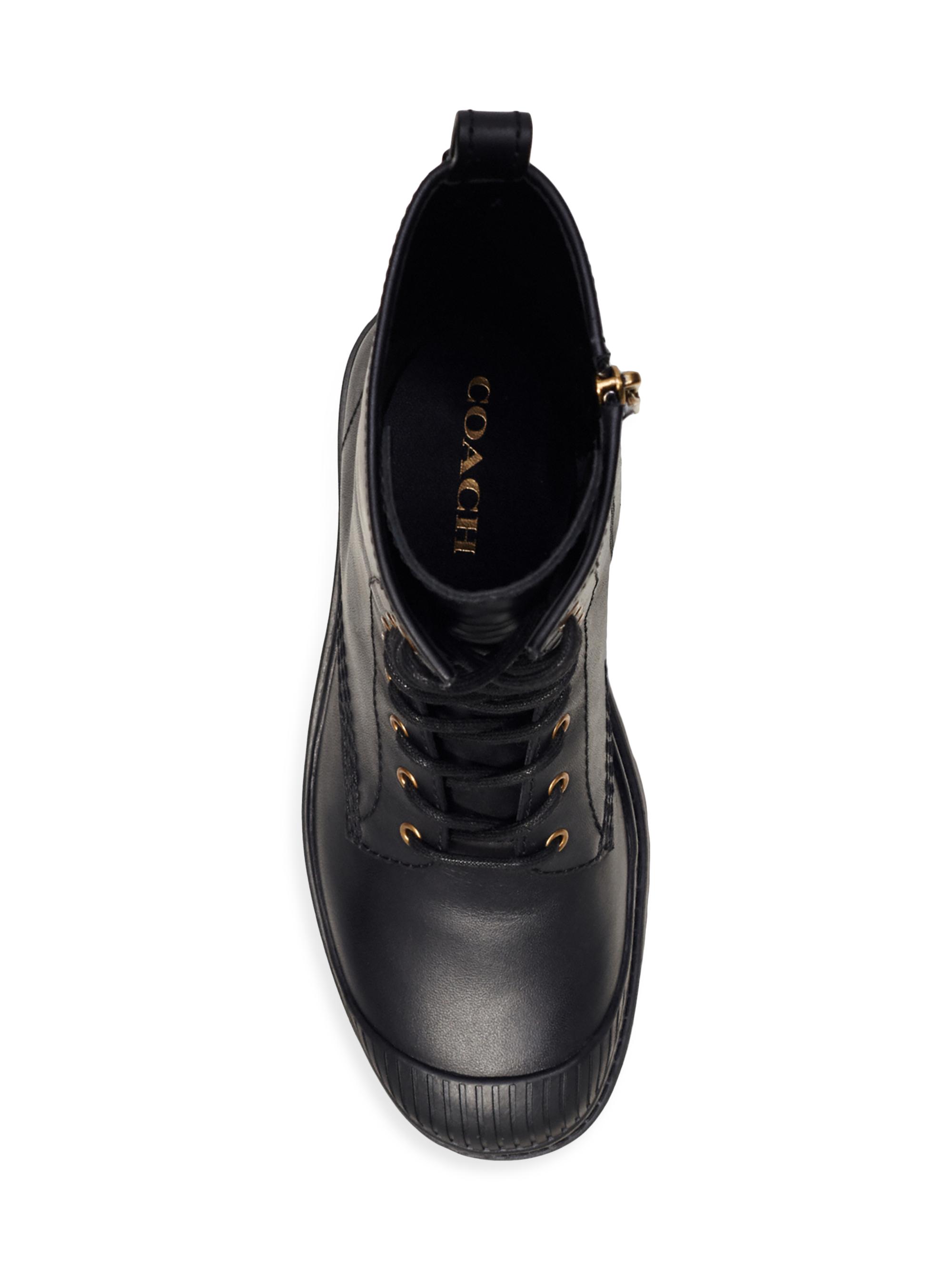 COACH Tasha Leather Lace-Up Boots | Saks Fifth Avenue