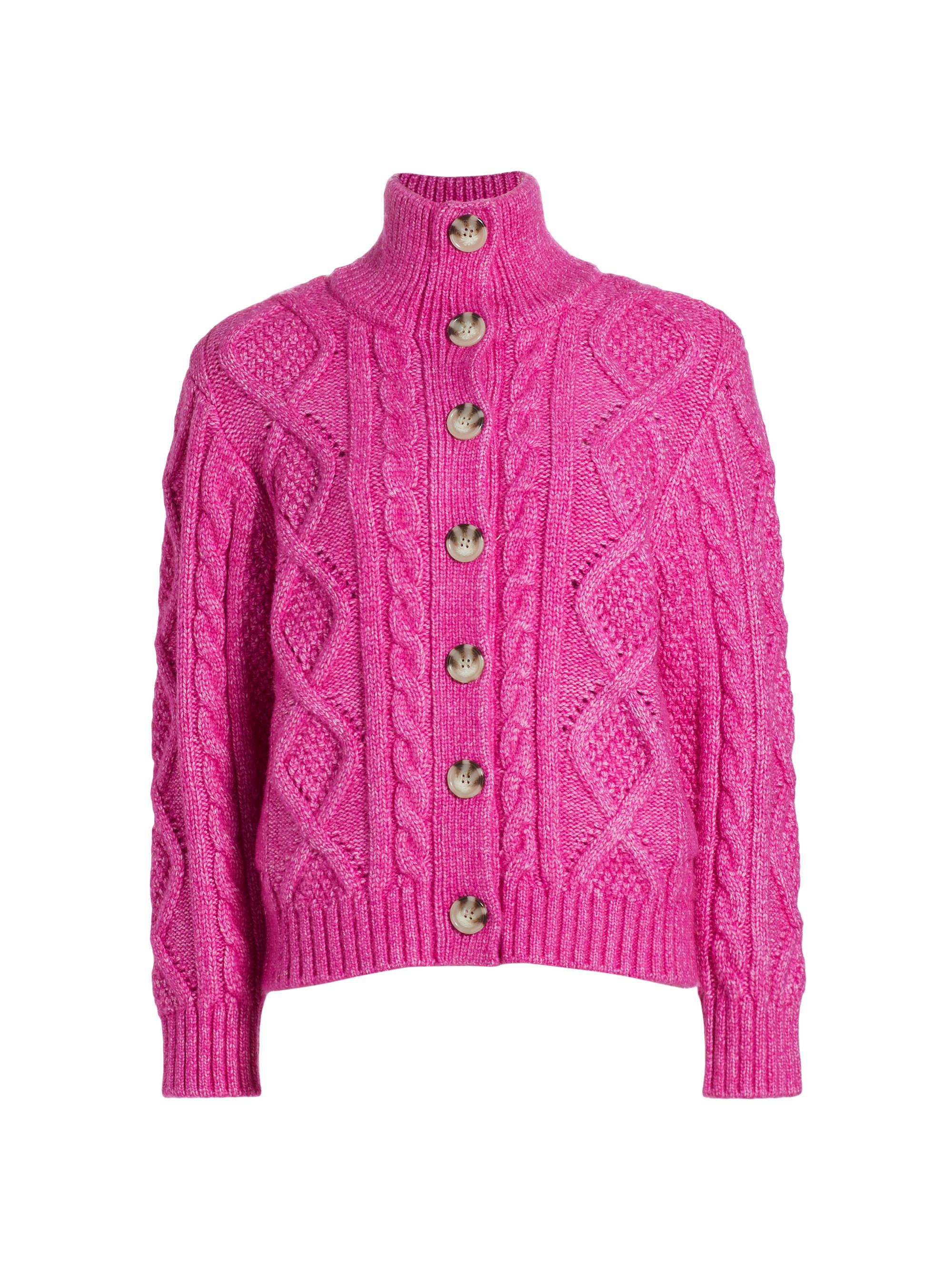 dh New York Women's Luna Cable-Knit Cardigan - Magenta
