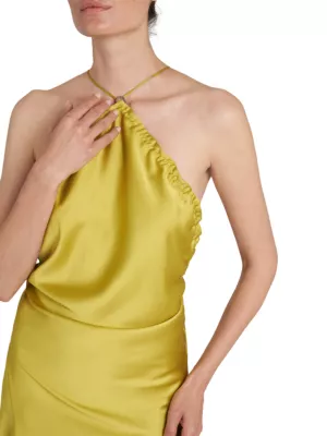 Ferragamo asymmetric draped midi dress - Yellow