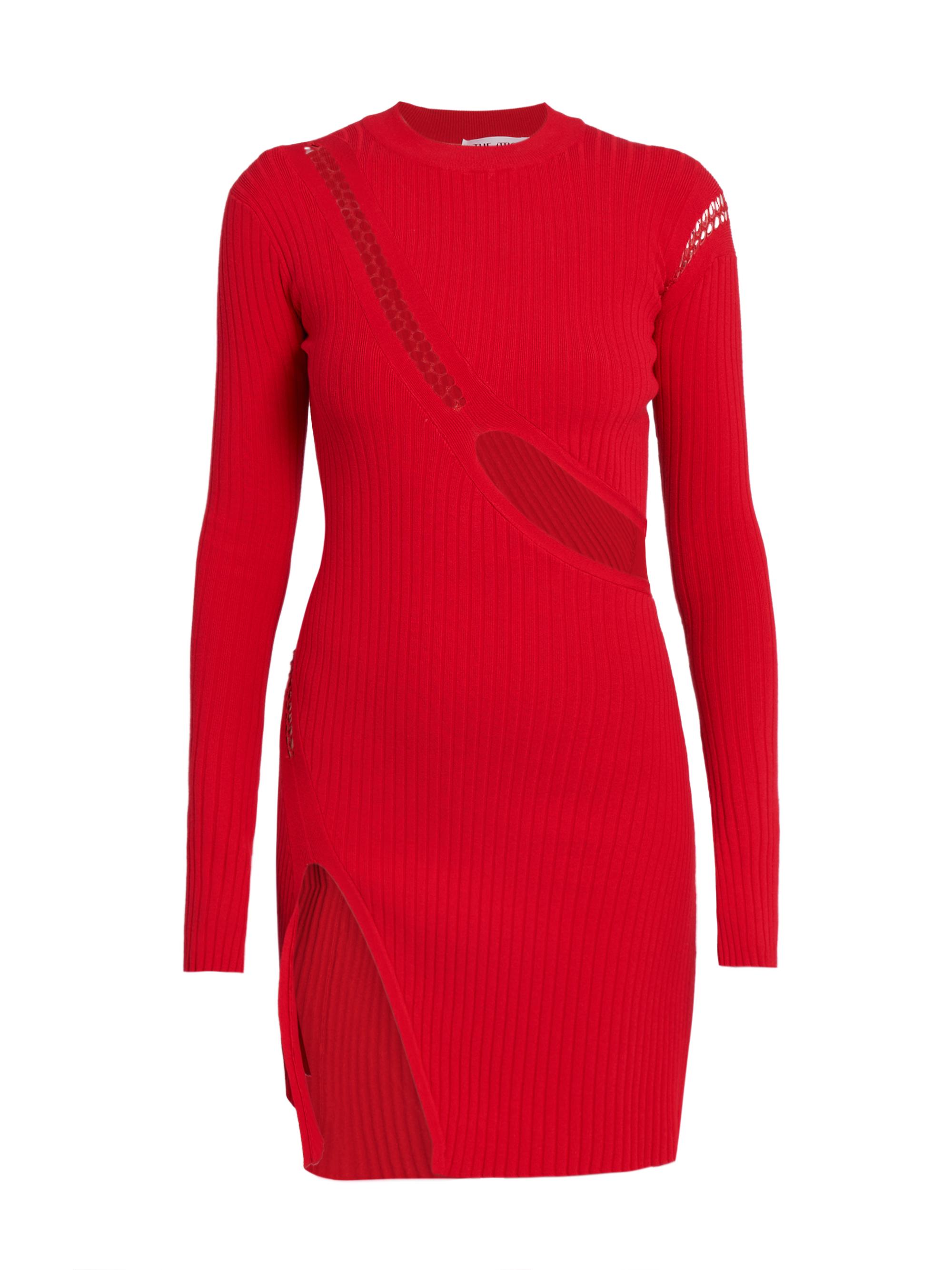 The Attico Women's Long-Sleeve Cut-Out Minidress - Red