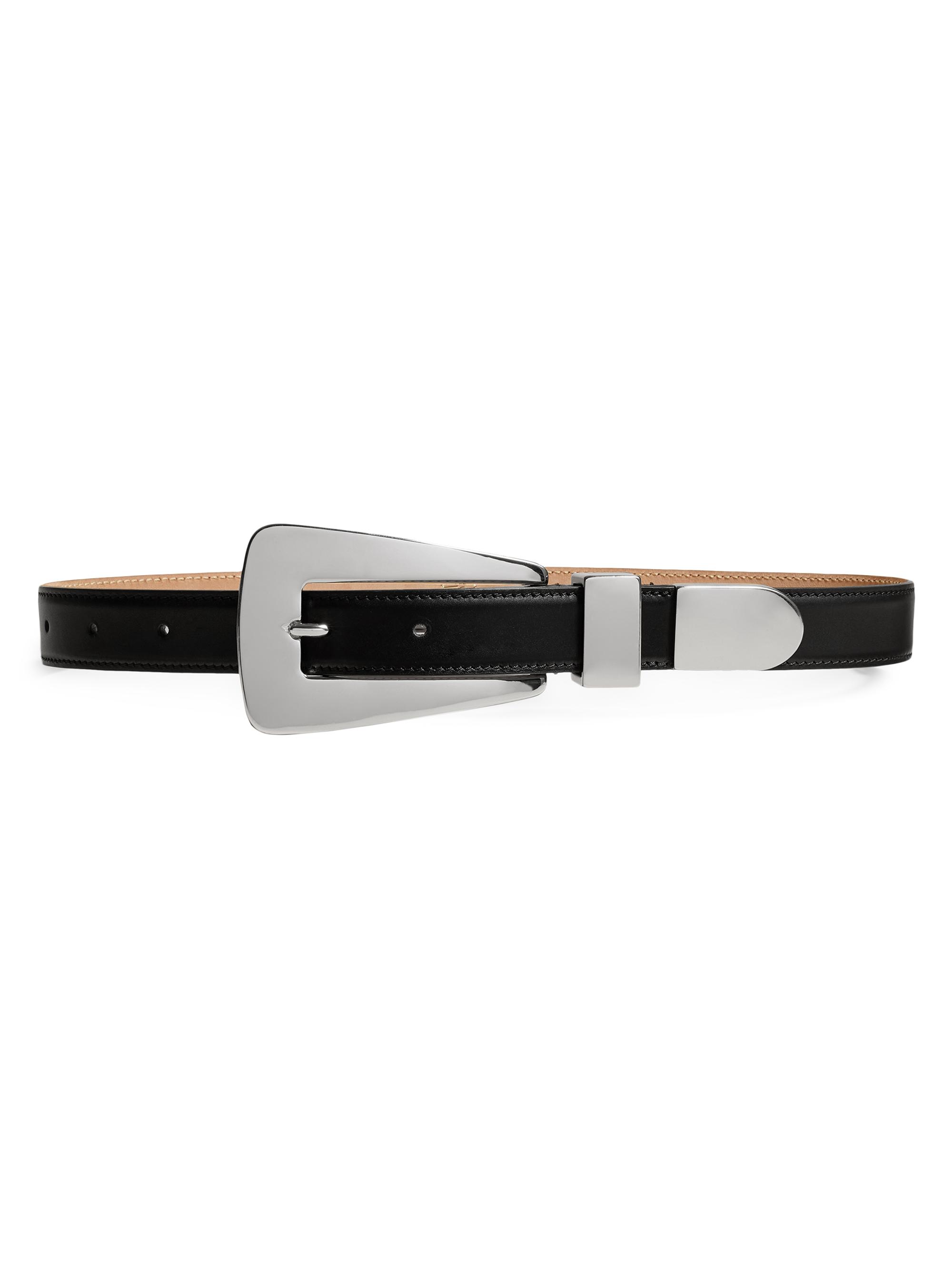 Khaite Women's Lucca Statement Buckle Leather Belt - Black Silver