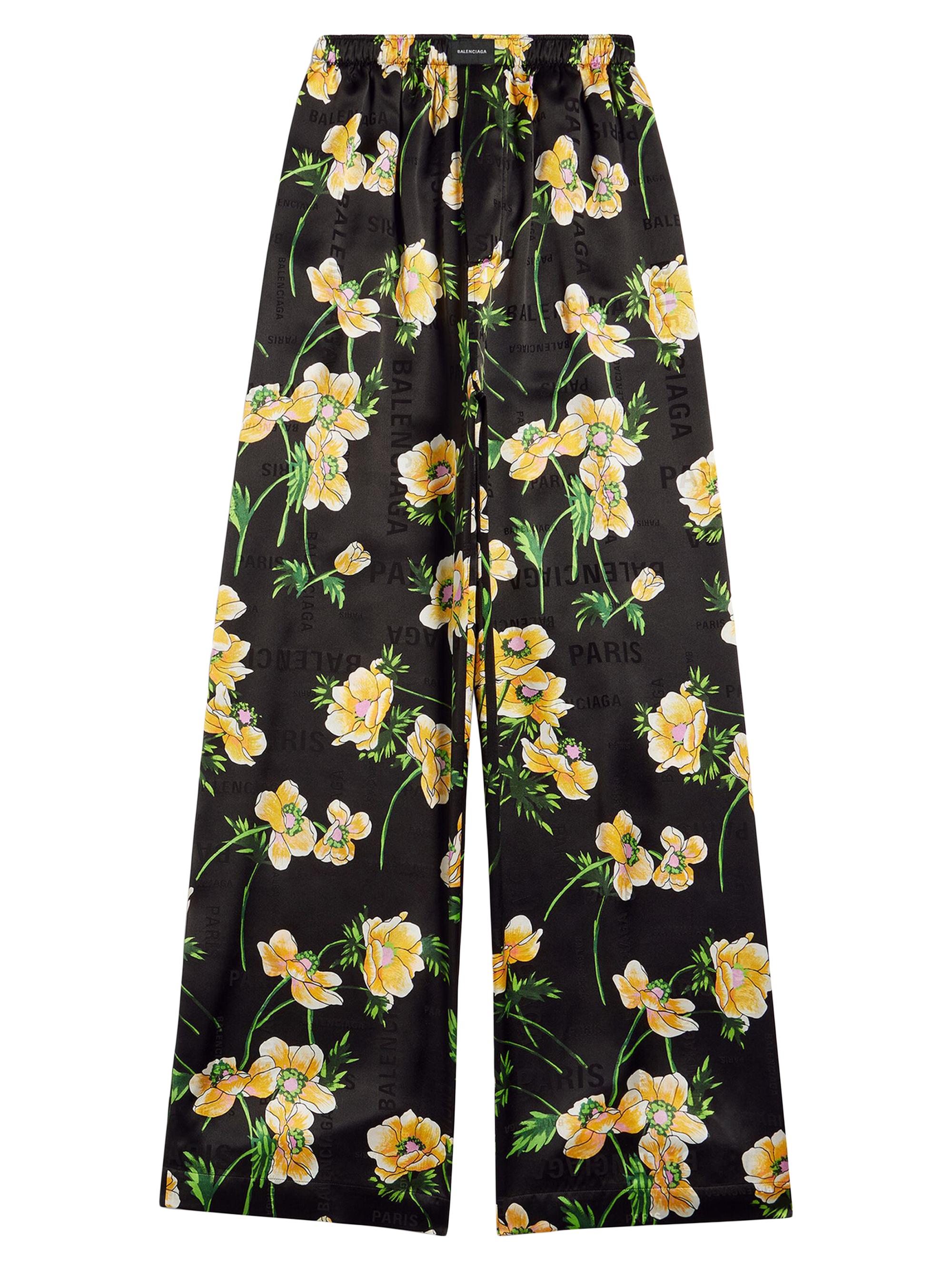 Balenciaga Women's Floral Pajama Pants - Black