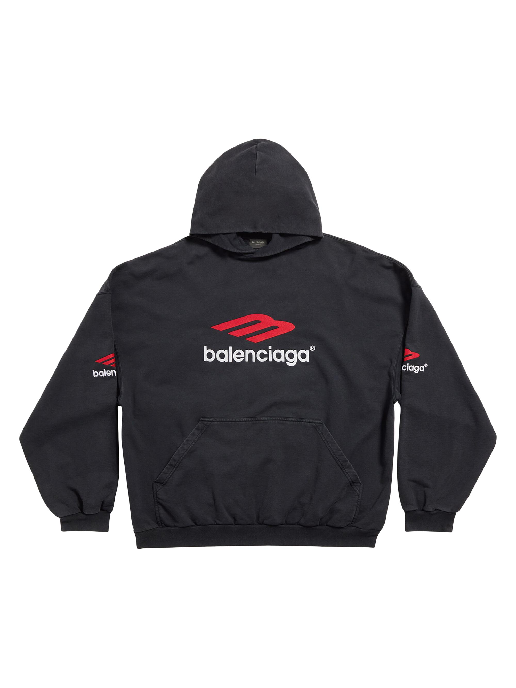 Balenciaga 3b Sports Icon Oversized Hoodie - Black Faded