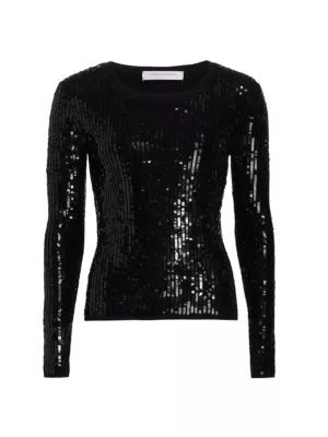 Shop Carolina Herrera Sequined Long-Sleeve Top | Saks Fifth Avenue