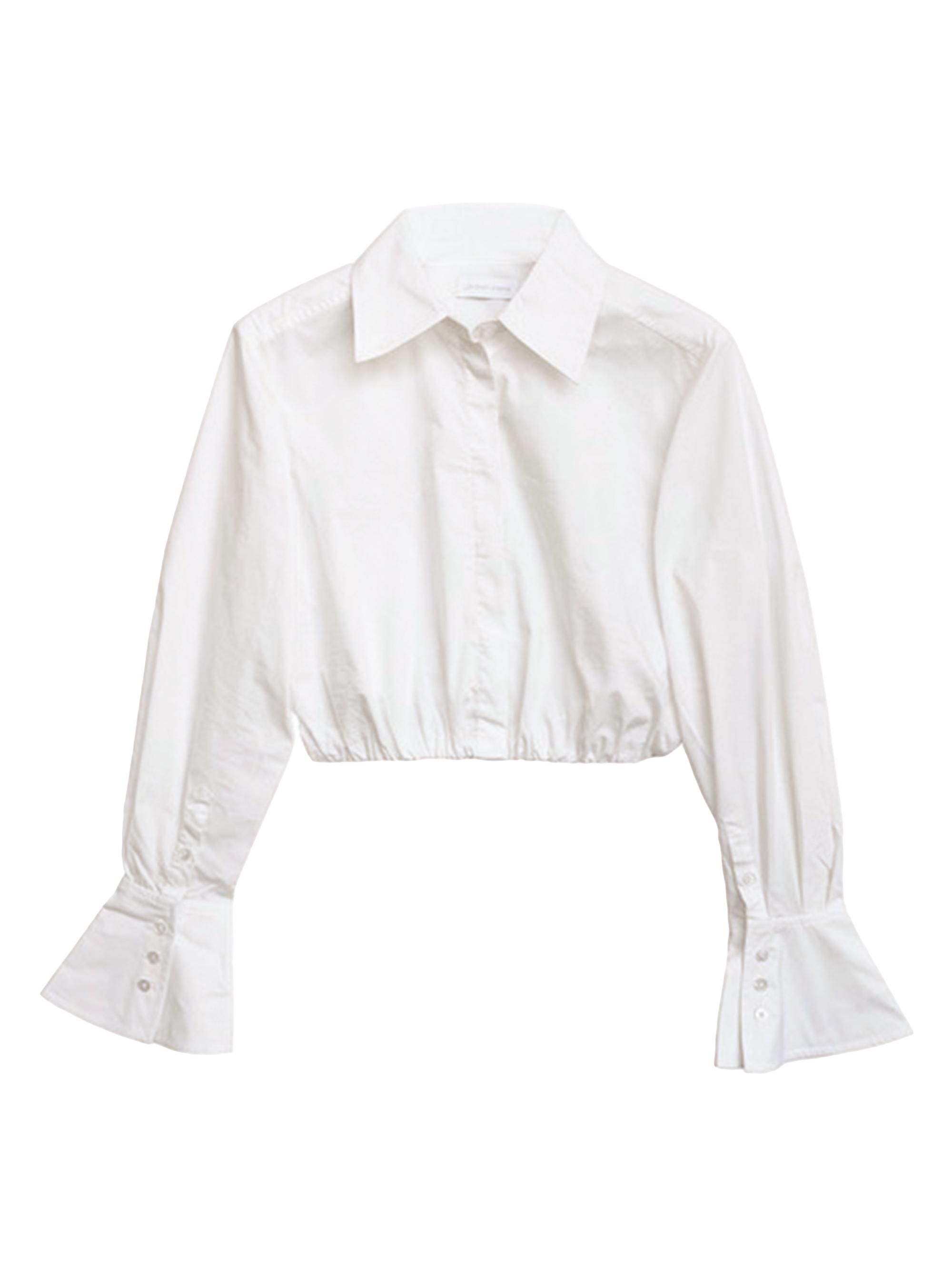 SIMKHAI Women's Blythe Poplin Crop Shirt - White