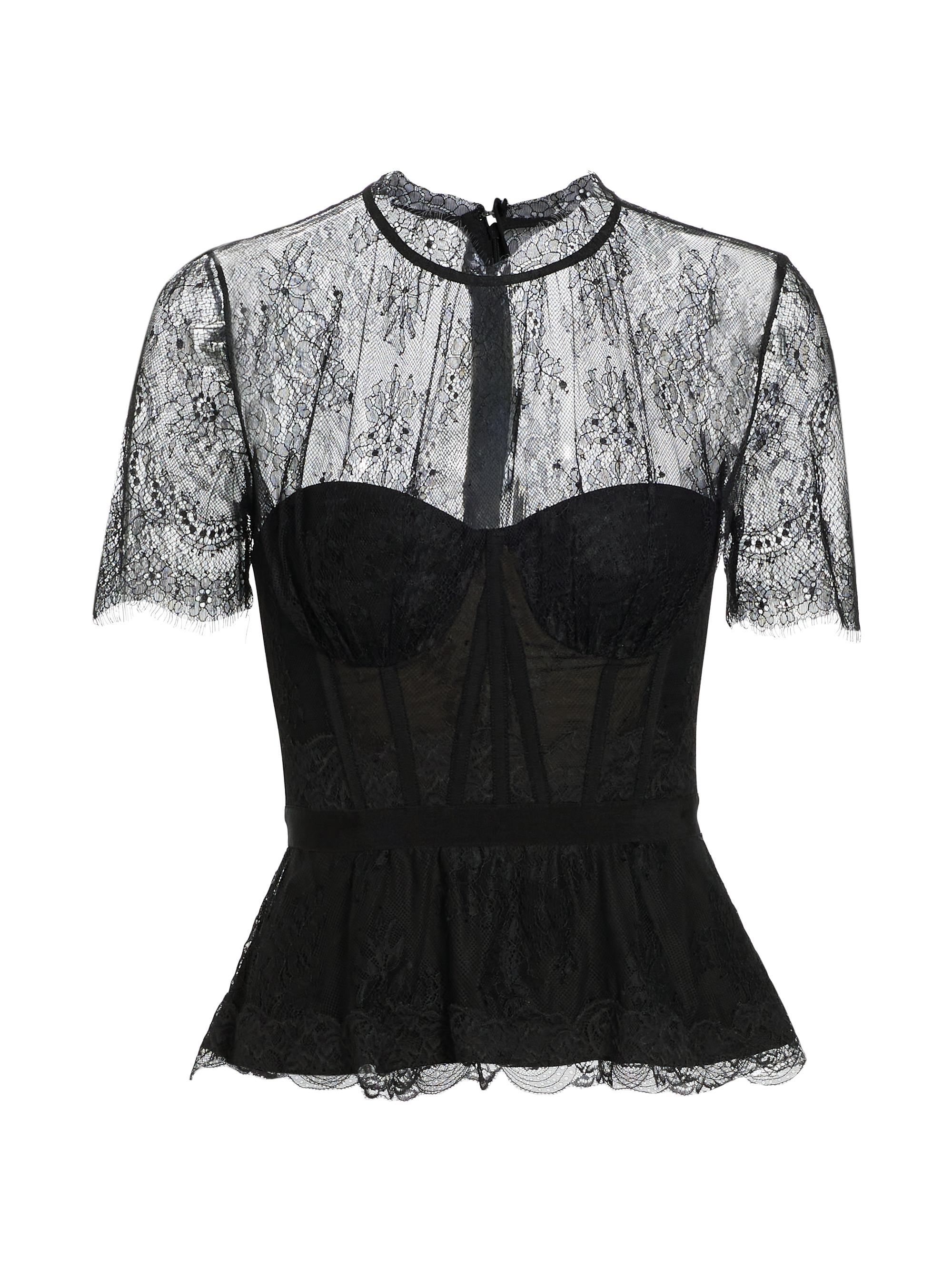 SIMKHAI Women's Kehlani Lace Bustier Top - Black
