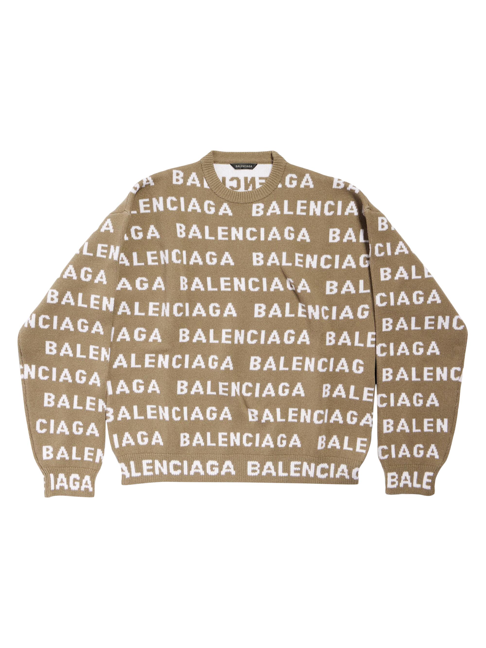 Balenciaga Men's Bal Horizontal Allover Sweater - Dark Beige