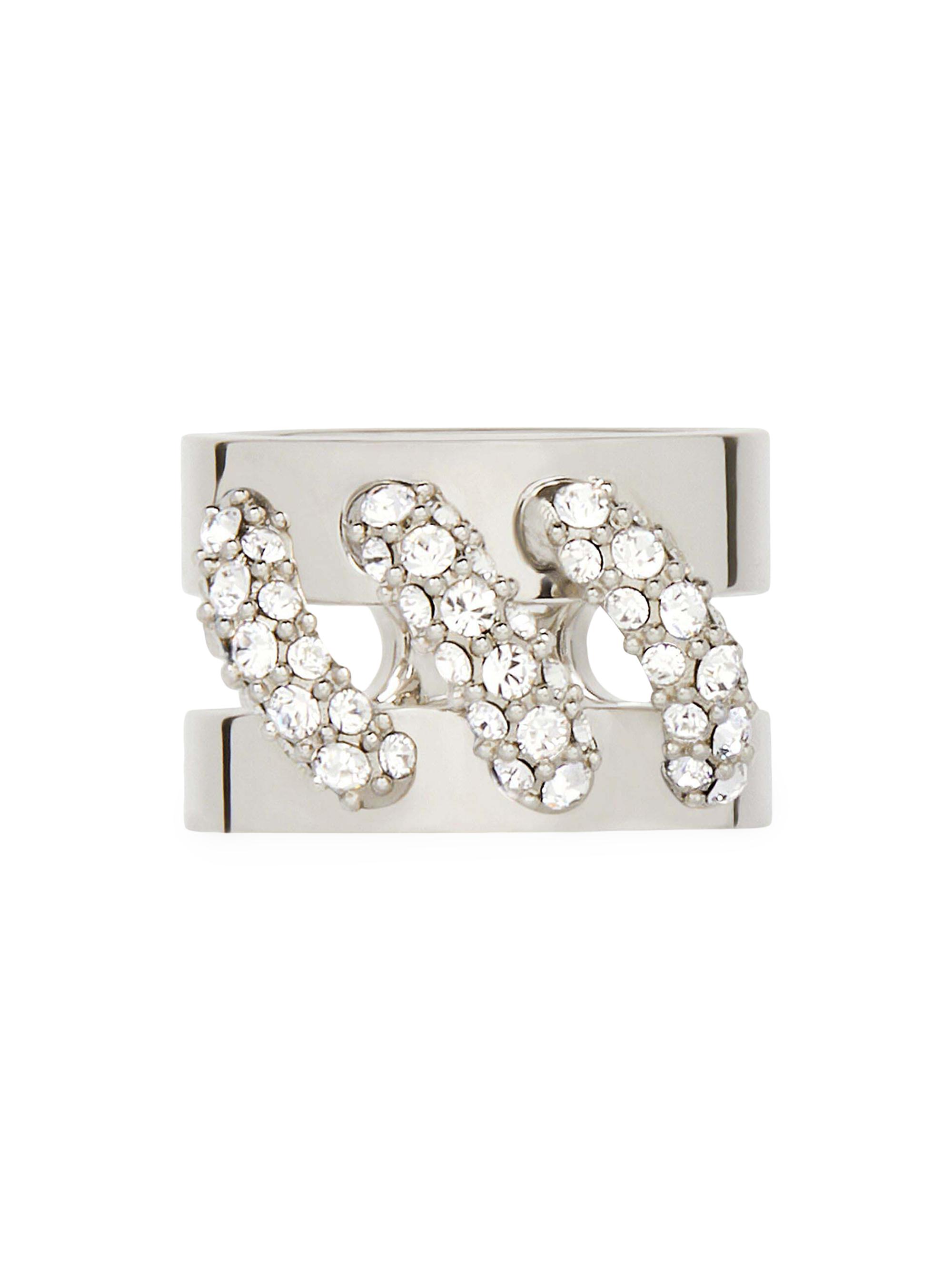 Givenchy Women's Stitch Ring In Metal With Crystals - Silvery