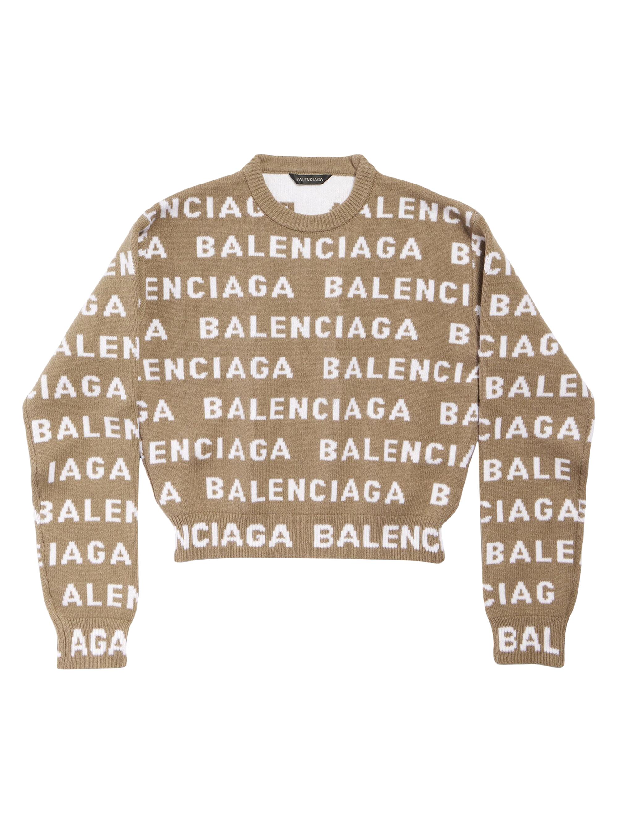 Balenciaga Women's Bal Horizontal Allover Cropped Sweater - White Black
