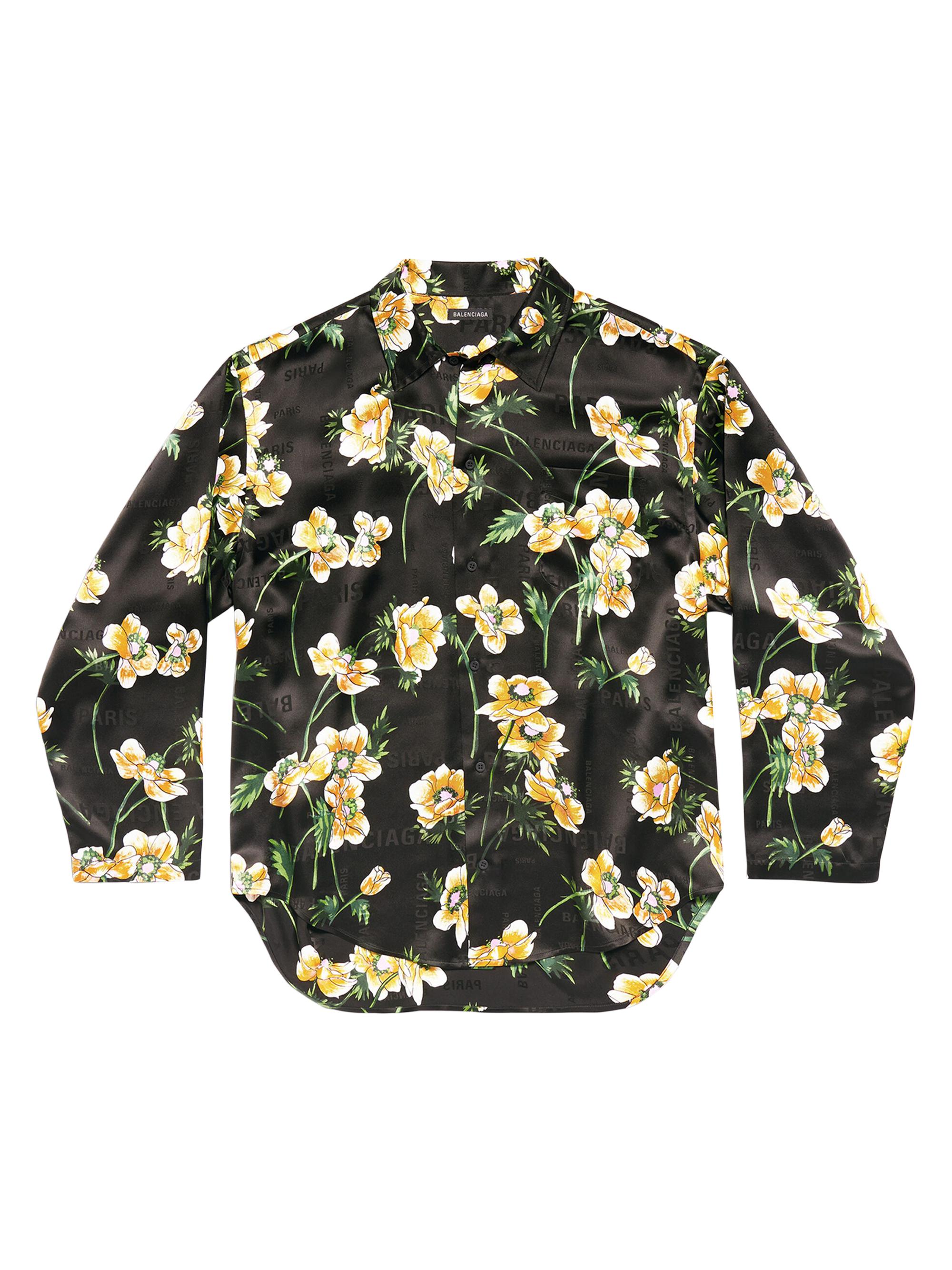 Balenciaga Women's Floral Minimal Shirt Large Fit - Black
