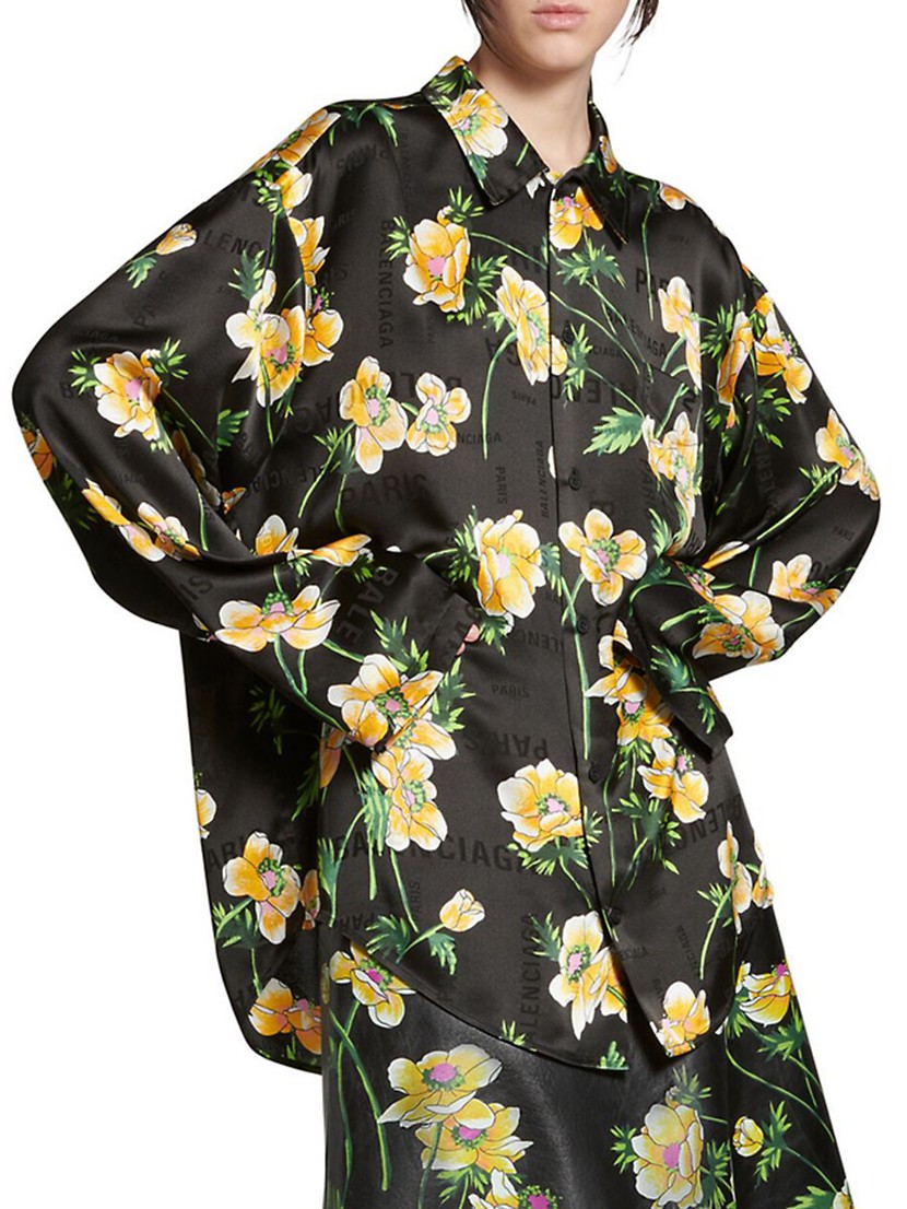 Shop Balenciaga Floral Minimal Shirt Large Fit | Saks Fifth Shop Balenciaga Floral Minimal Shirt Large Fit | Saks Fifth