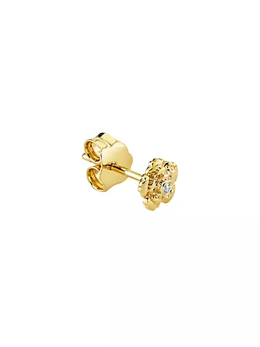 14K Yellow Gold & 0.005 TCW Diamond Begonia Stud Earring