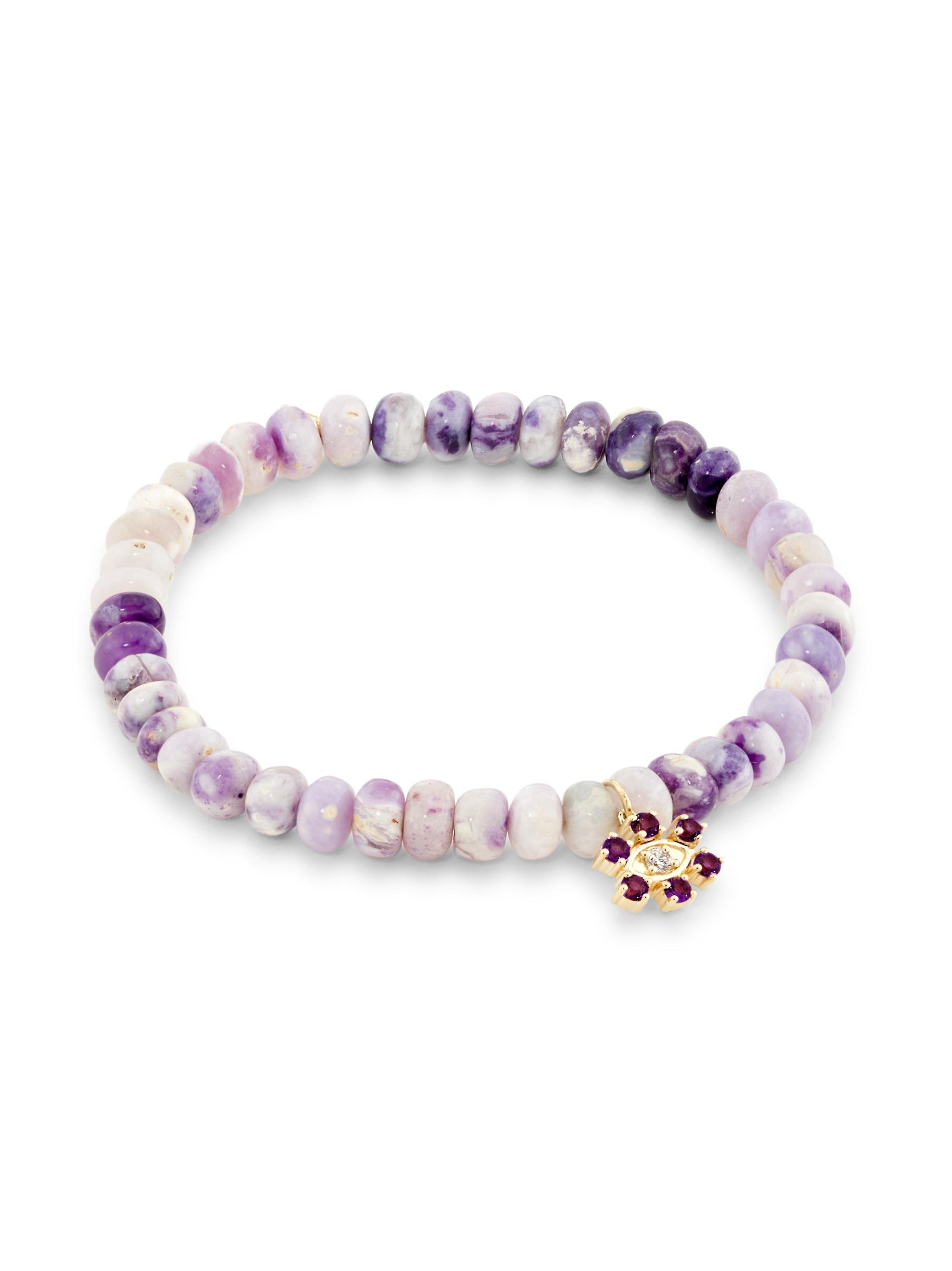 Sydney Evan Women's Marquise Eye 14K Yellow Gold, 0.05 TCW Diamond, Amethyst & Purple Opal Bracelet - Yellow Gold