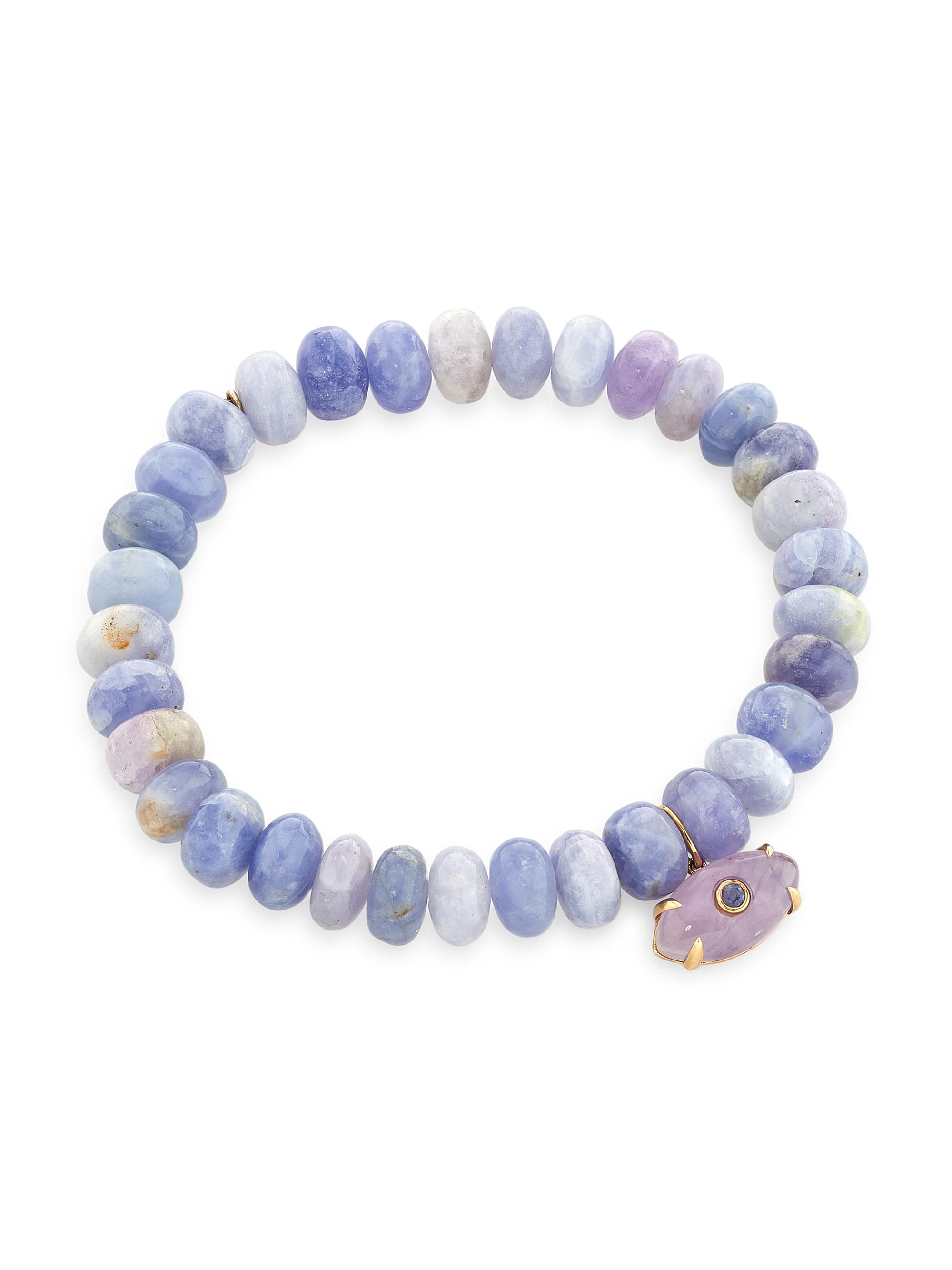 Sydney Evan Women's 14K Yellow Gold & Multi-Gemstone Beaded Evil Eye Stretch Bracelet - Yellow Gold