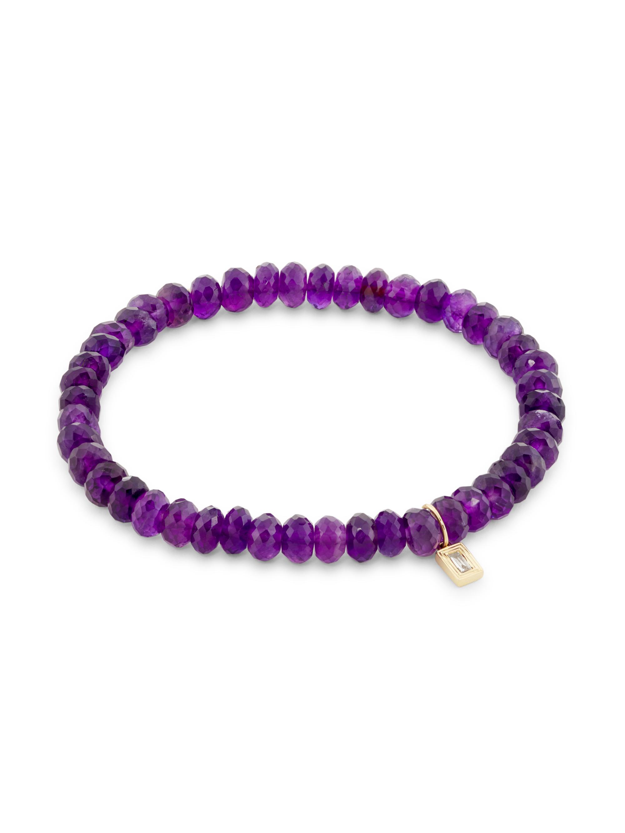 Sydney Evan Women's 14K Yellow Gold, 0.04 TCW Diamond & Amethyst Beaded Bracelet - Yellow Gold