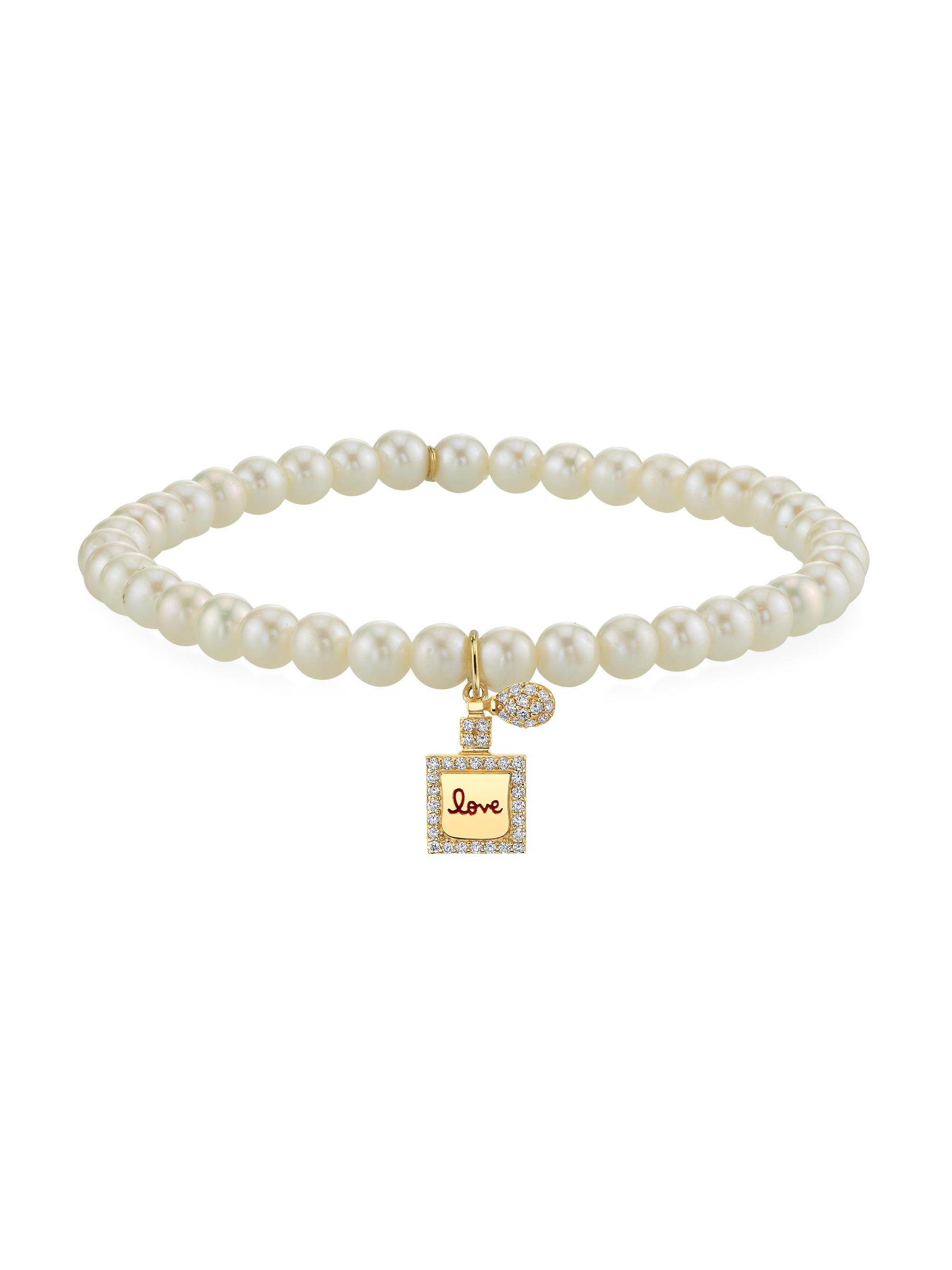 Sydney Evan Women's 14K Yellow Gold, Freshwater Pearl & 0.22 TCW Diamond Perfume Bottle Bracelet - White Gold