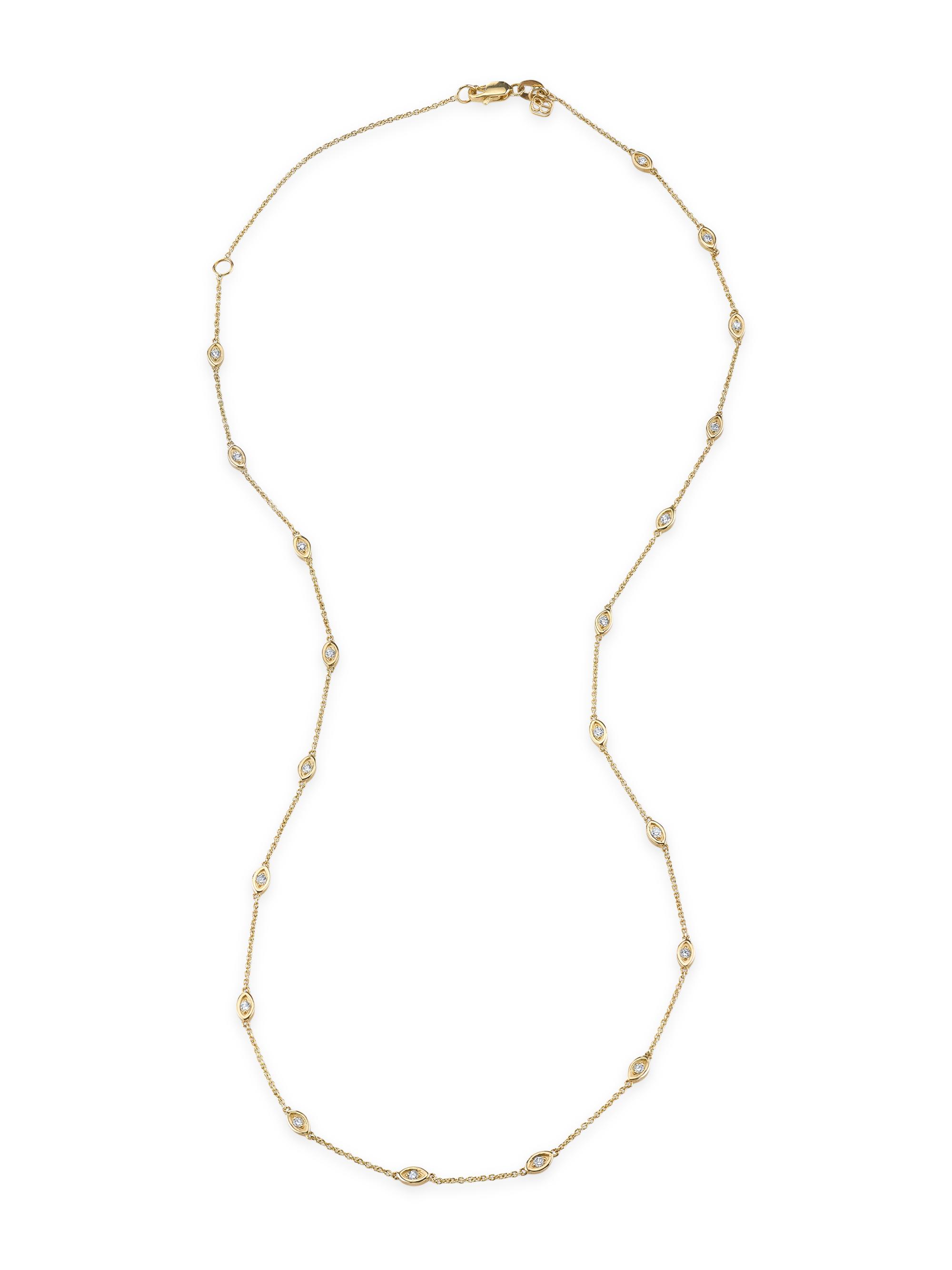 Sydney Evan Women's 14K Yellow Gold & 0.15 TCW Diamond Marquise Station Necklace - Yellow Gold