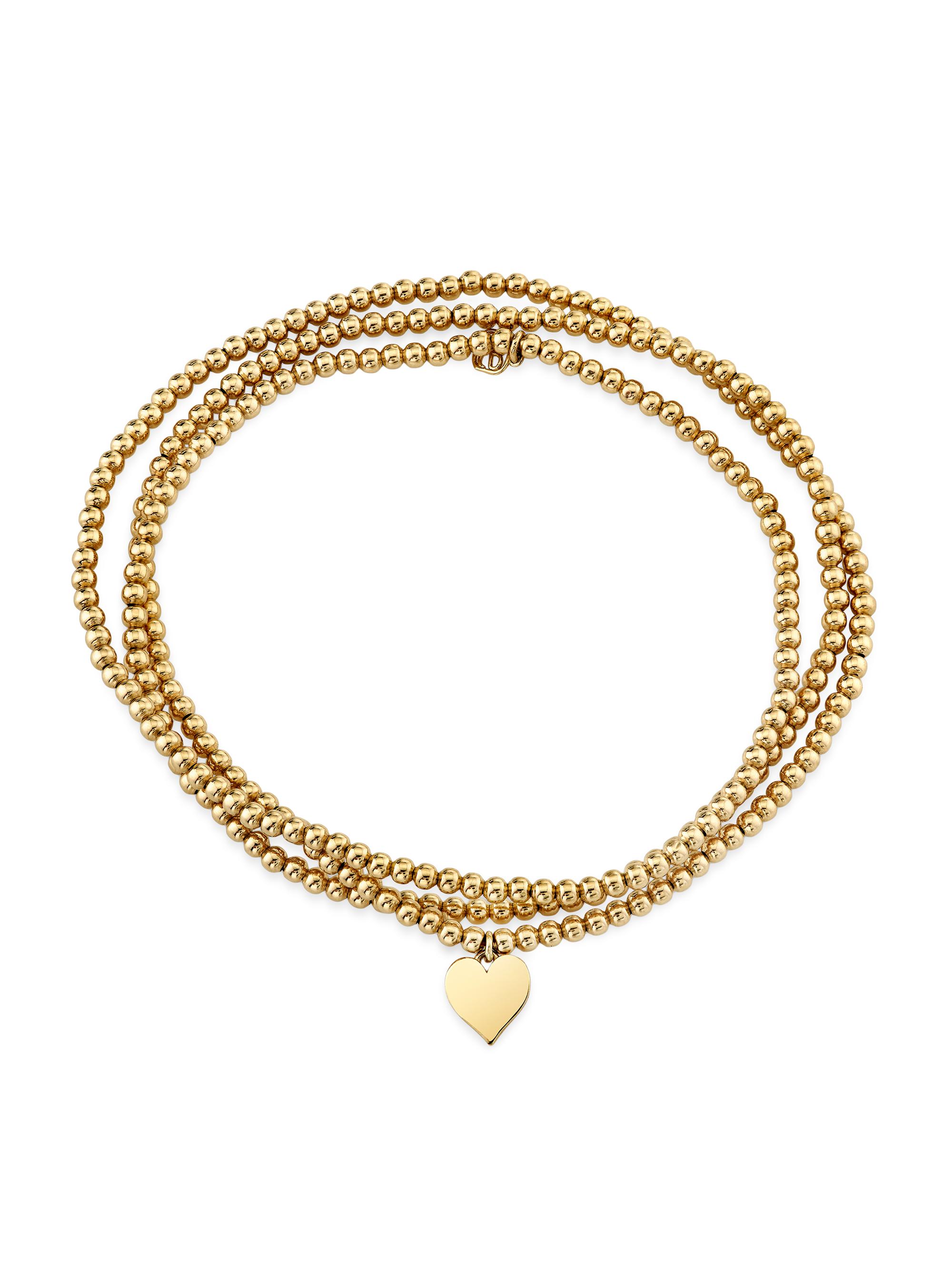 Sydney Evan Women's Tiny Heart 14K Yellow Gold Beaded Wrap Bracelet - Yellow Gold