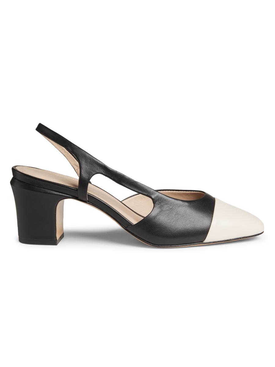 【日本入手困難】Two-tone patent leather slingback pumps Saks Fifth Avenue COLLECTION 60MM Leather Slingback Pumps