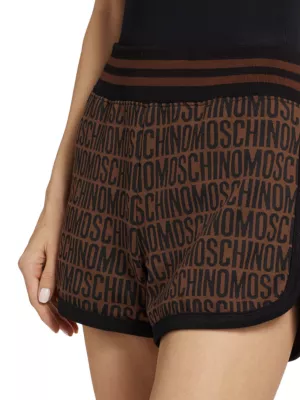 Moschino logo-jacquard short shorts - Brown