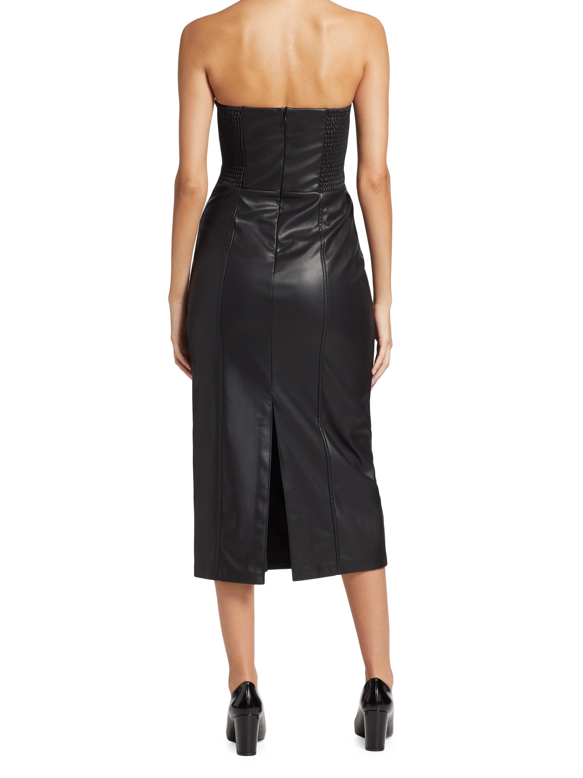 Wayf Sienna Strapless Faux Leather Midi-Dress | Saks Fifth Avenue