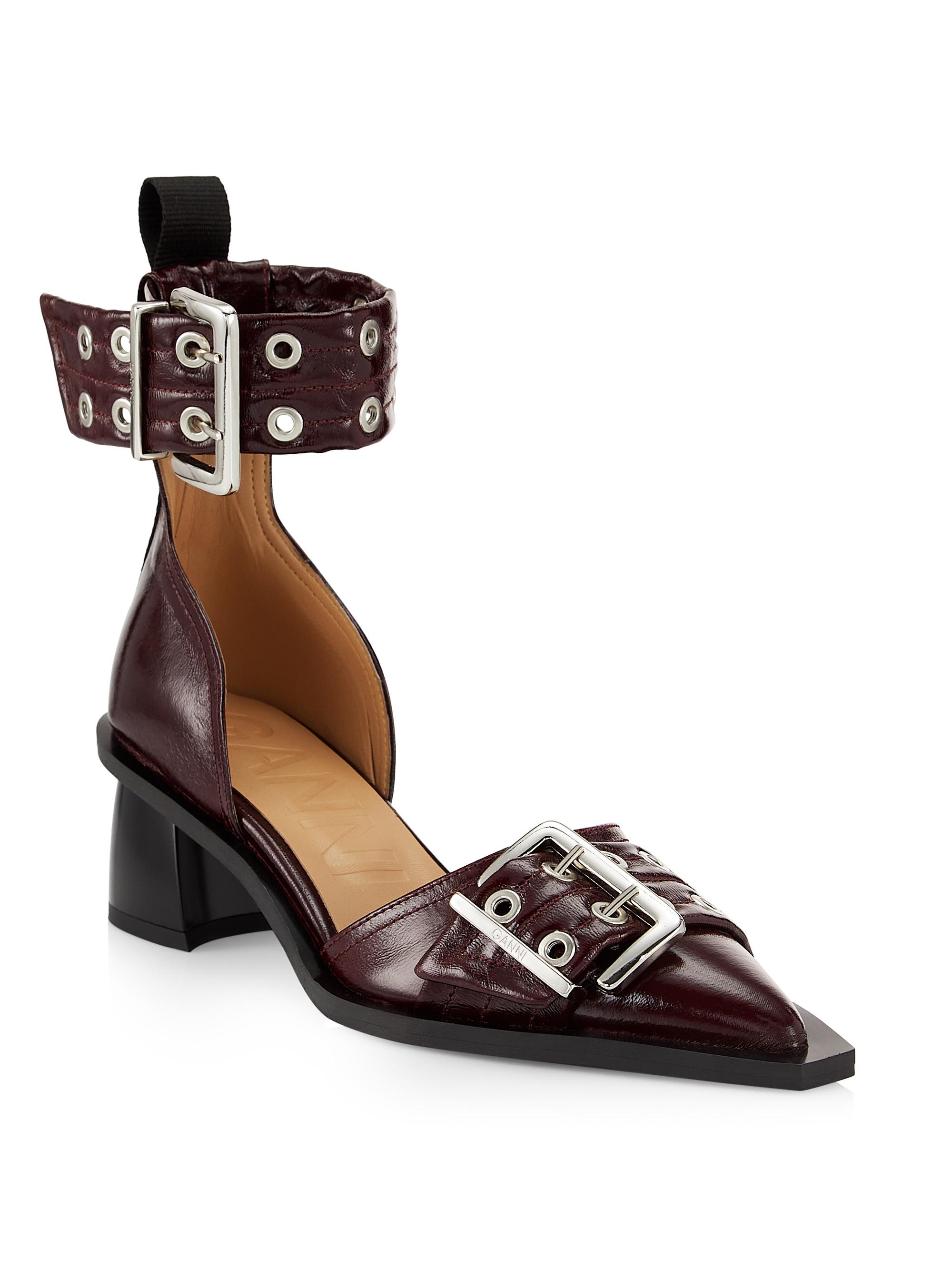 【未使用】GANNI CHUNKY BUCKLE OPEN CUT PUMPS Black Black Chunky Buckle Open Cut Pumps | GANNI US