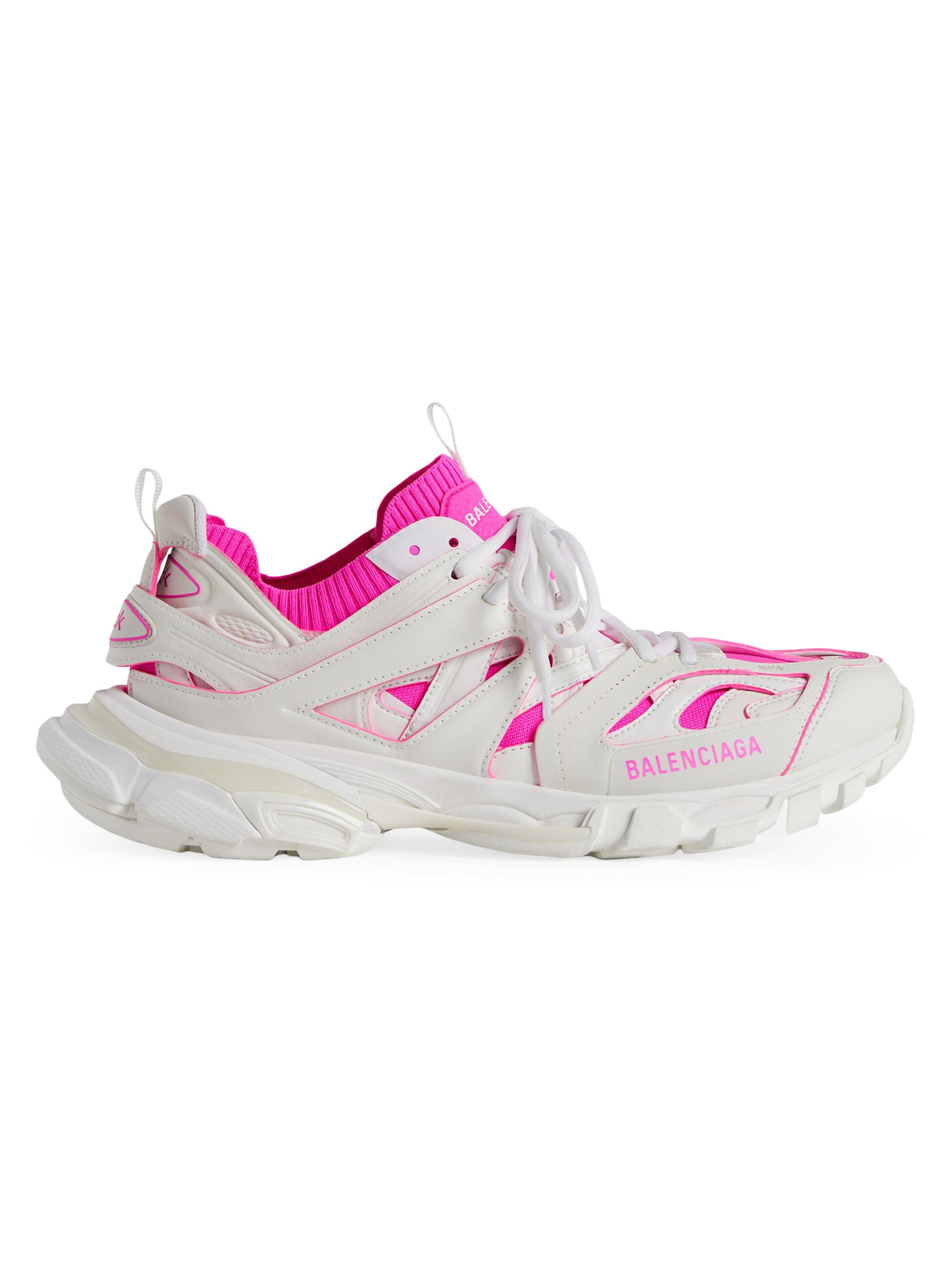Balenciaga Women's Track Sock Sneakers - White Pink