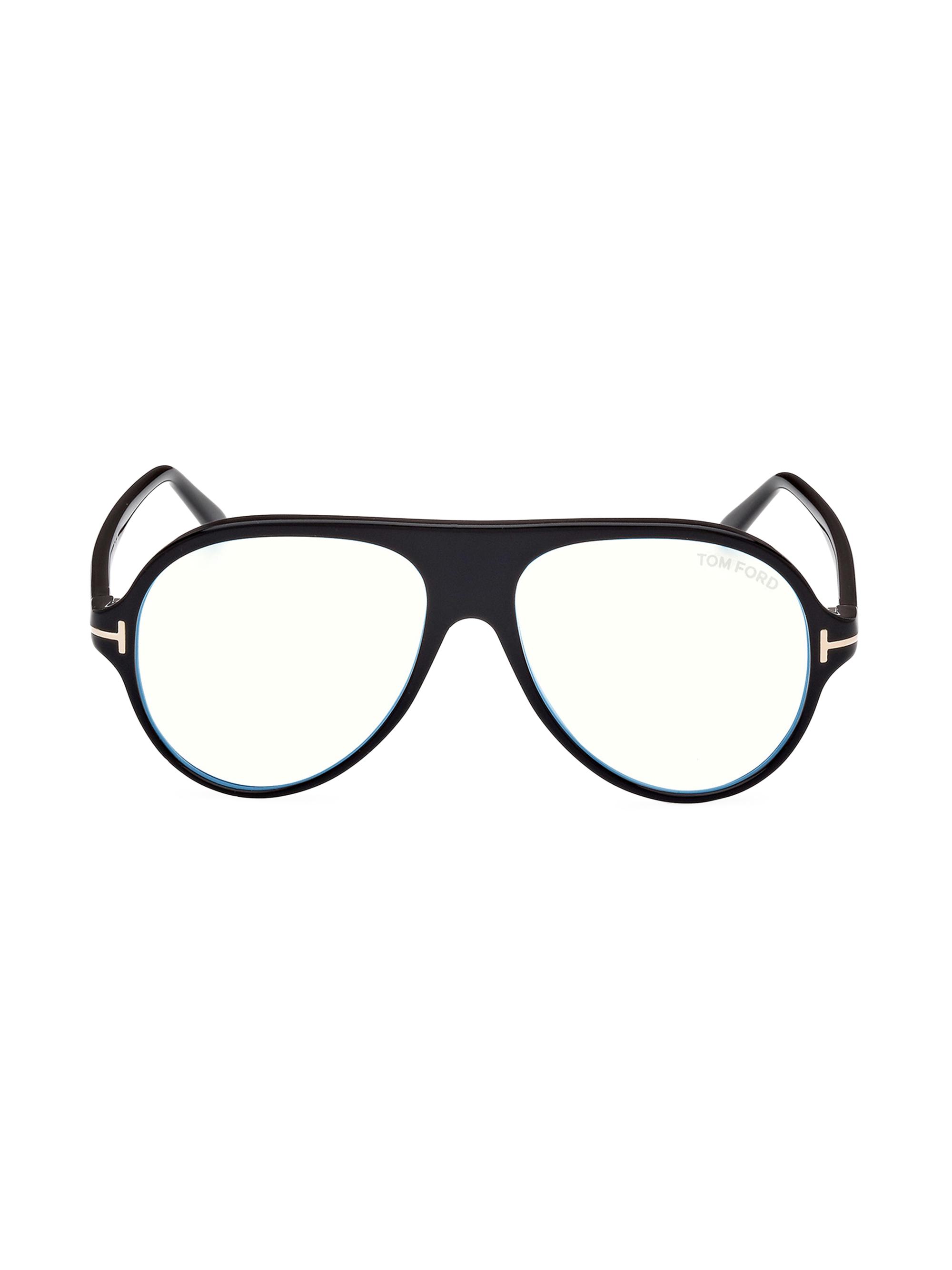 TOM FORD Men's 53MM Pilot Blue Block Glasses - Shiny Black Blue