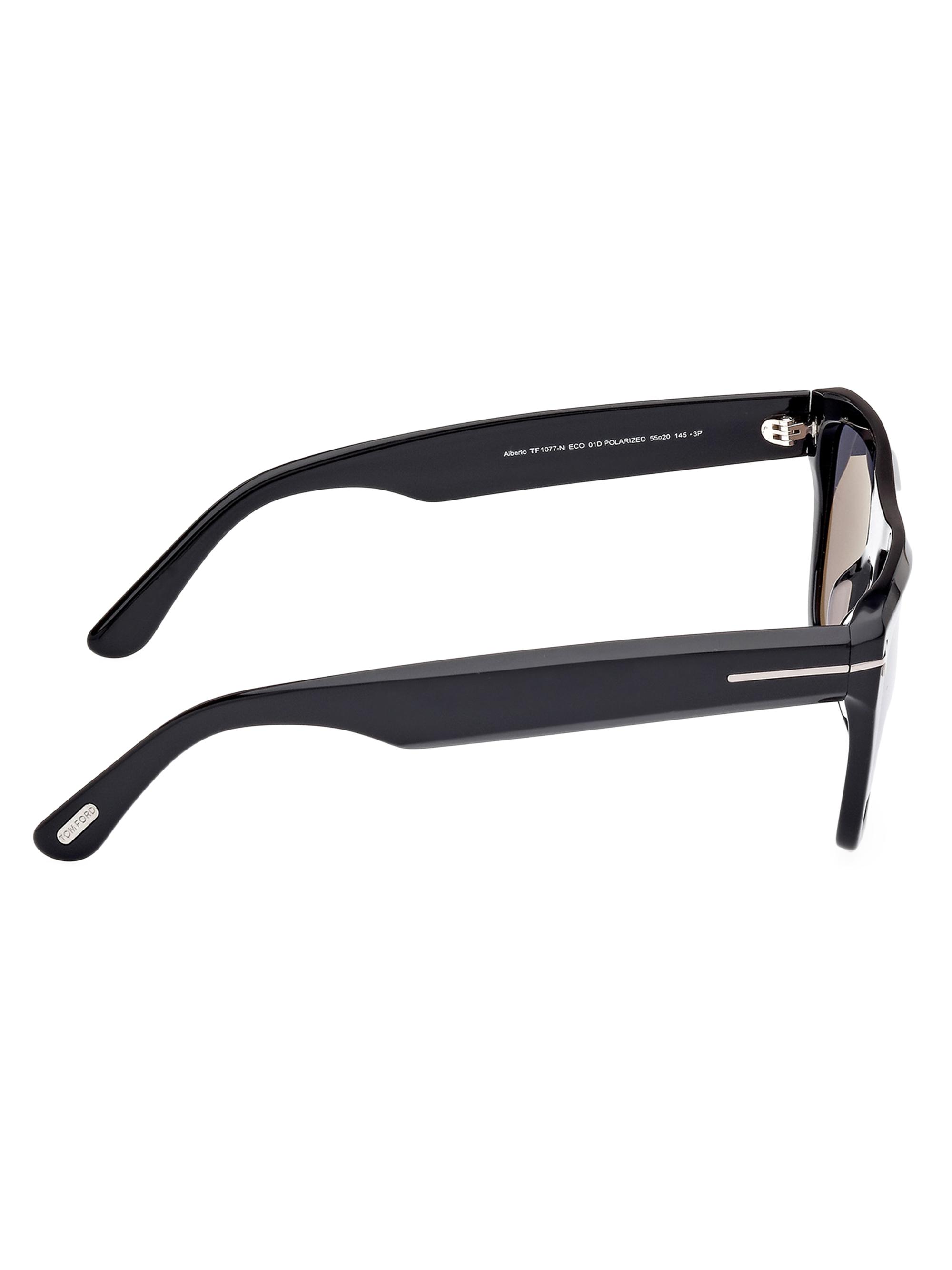 Men's Square Polarized Sunglasses – 55mm Gray/Black, UV400 Protection