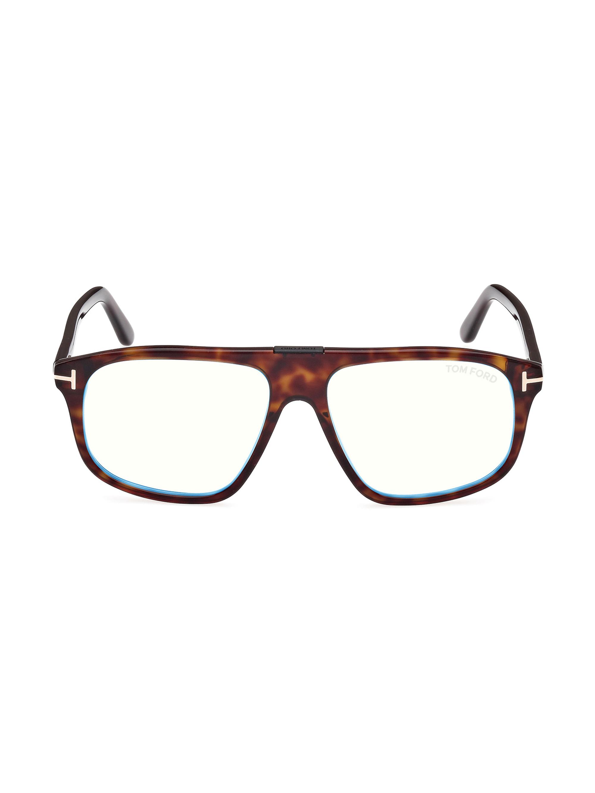 TOM FORD Men's 55MM Pilot Blue Block Glasses - Dark Havana Blue