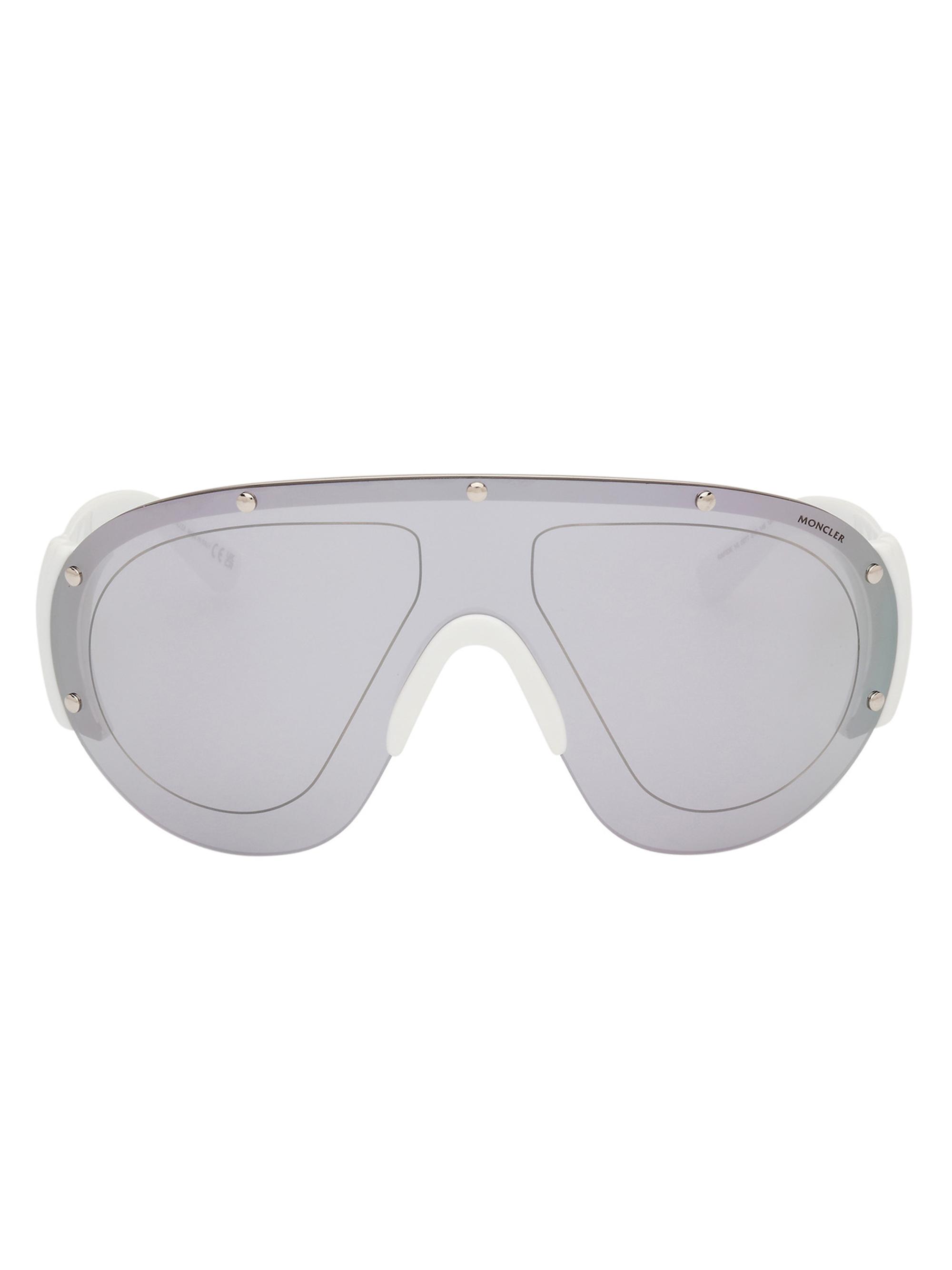 Moncler Men's Rapide Shield Sunglasses - White Smoke Mirror